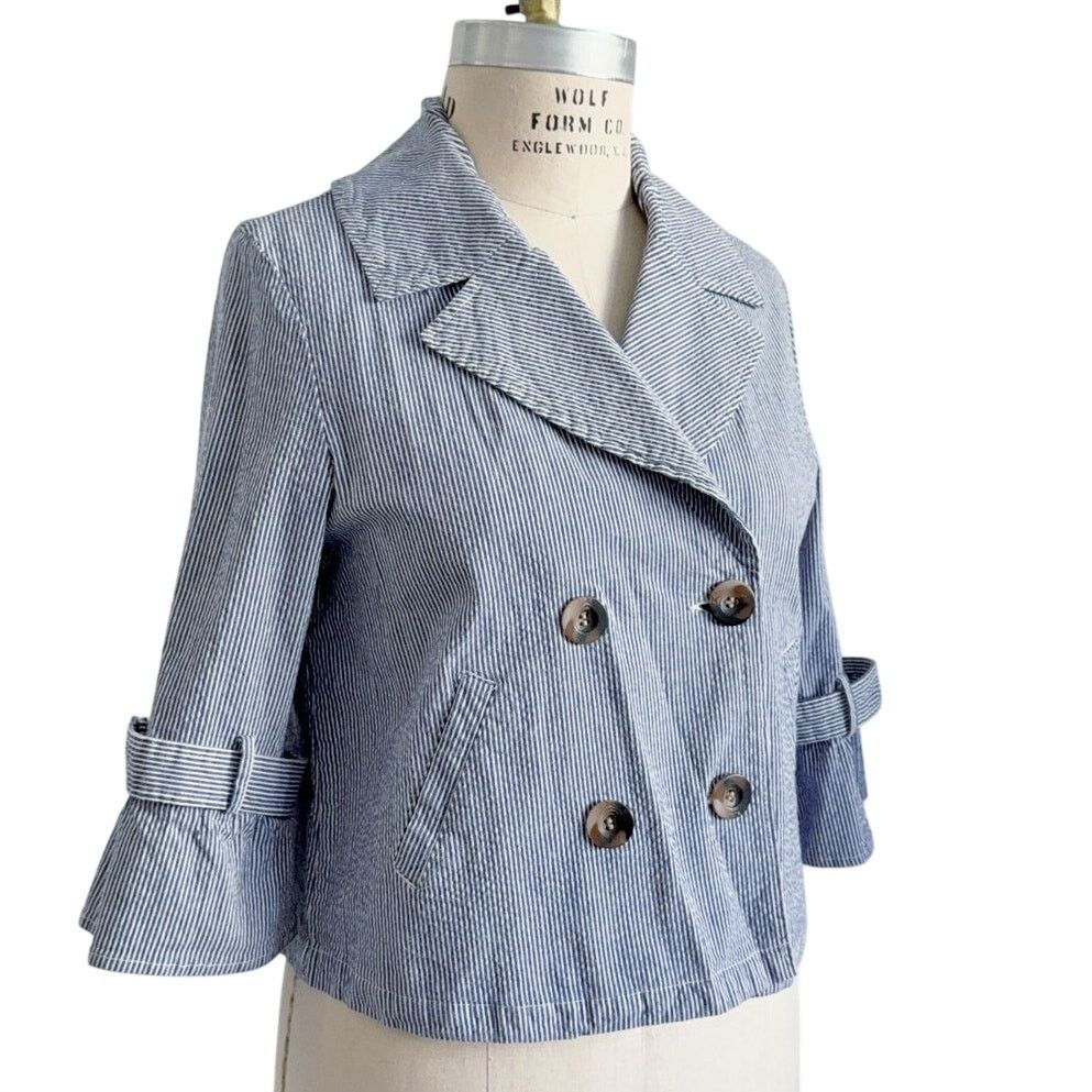 AMI AMI Seersucker Double Breasted Cropped Jacket L Size L / US 10 / IT 46 - 3 Thumbnail