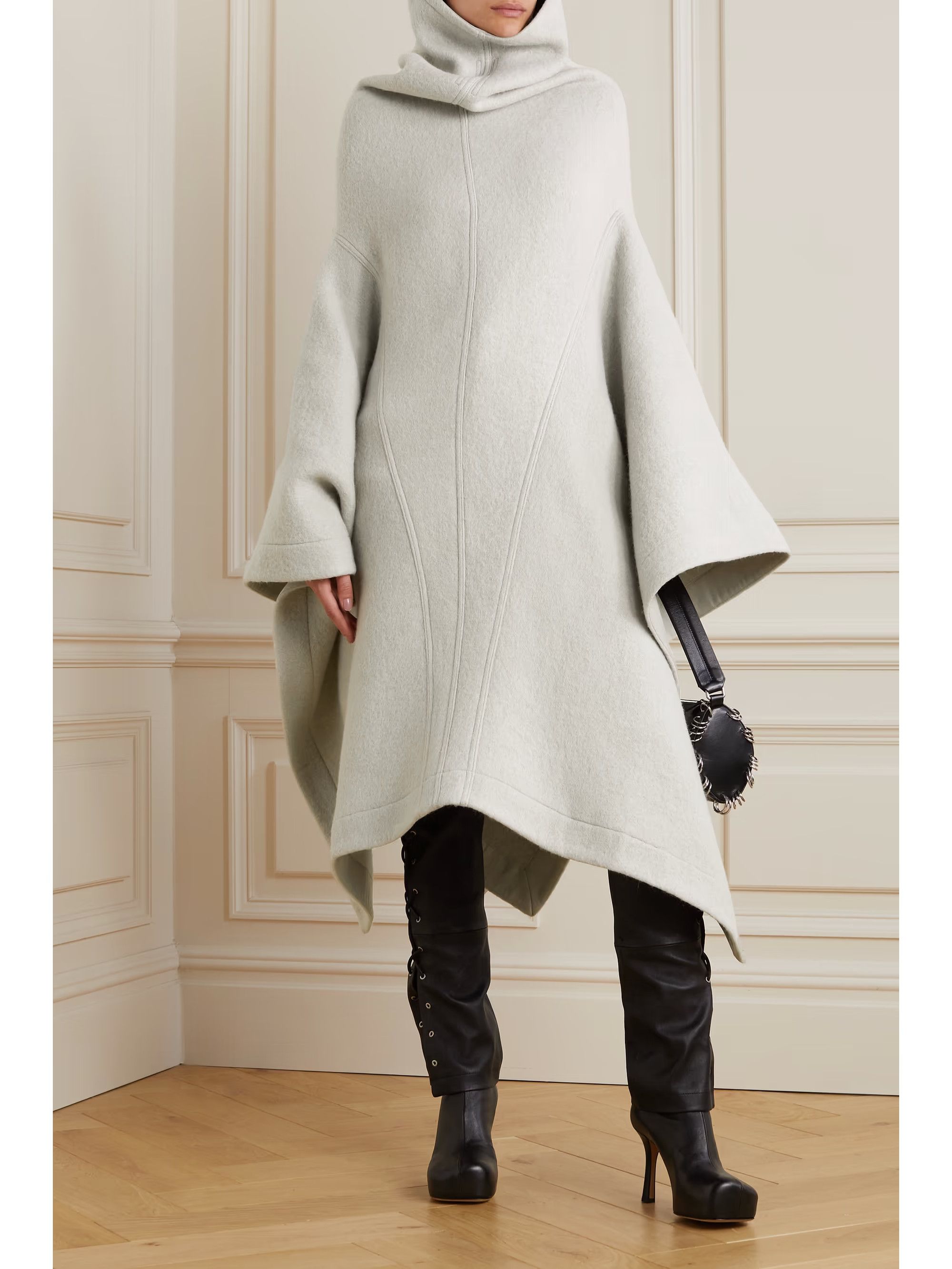 Rick Owens *NEW* ALPACA/WOOL COWL NECK PONCHO COAT $2,590 38IT Size XS / US 0-2 / IT 36-38 - 2 Thumbnail