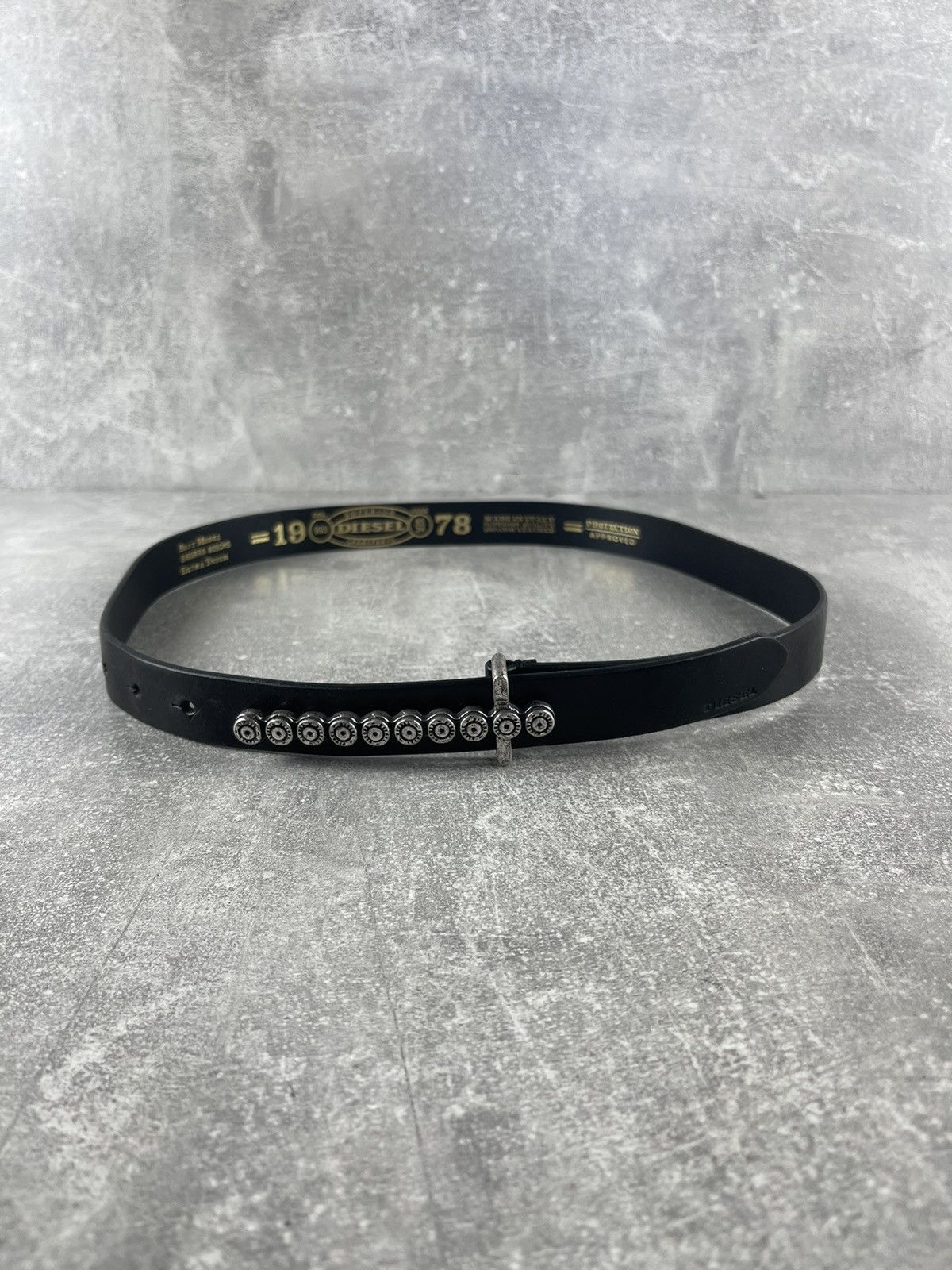 Diesel Diesel 1978 Black Minimalist Leather Studded Slim Belt Size ONE SIZE - 2 Thumbnail