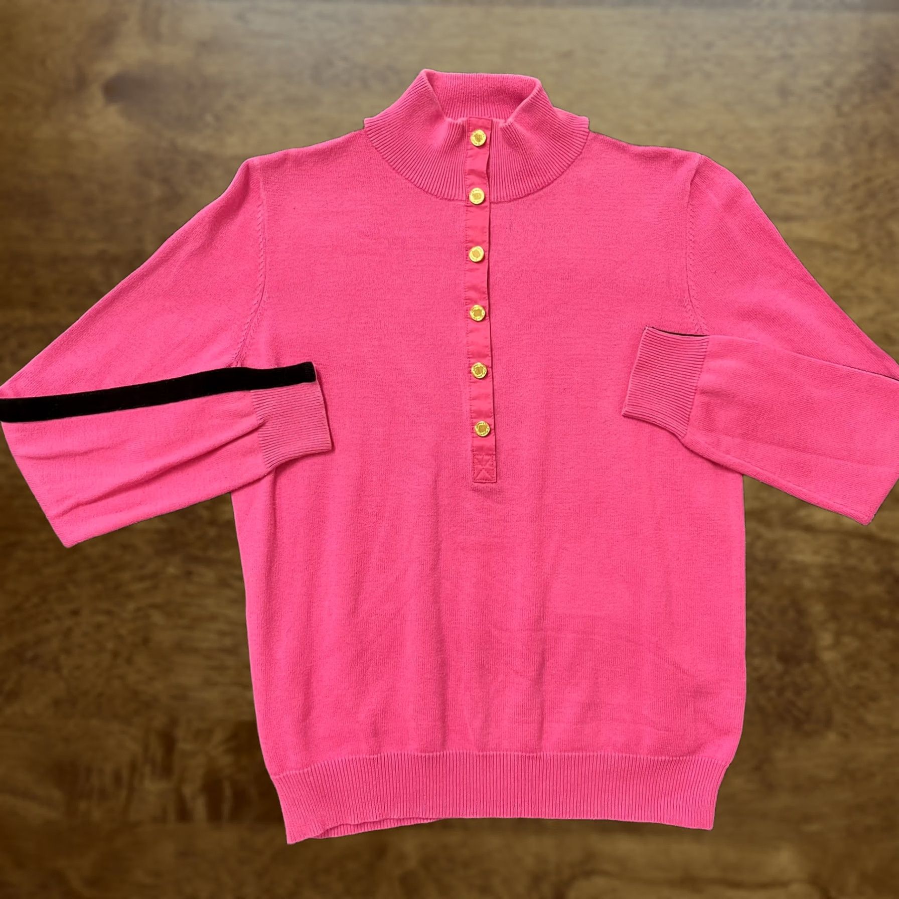 Ralph Lauren Lauren Ralph Lauren Sweater Womens Large Pink Knit Mock Neck Henley Button Size L / US 10 / IT 46 - 1 Thumbnail