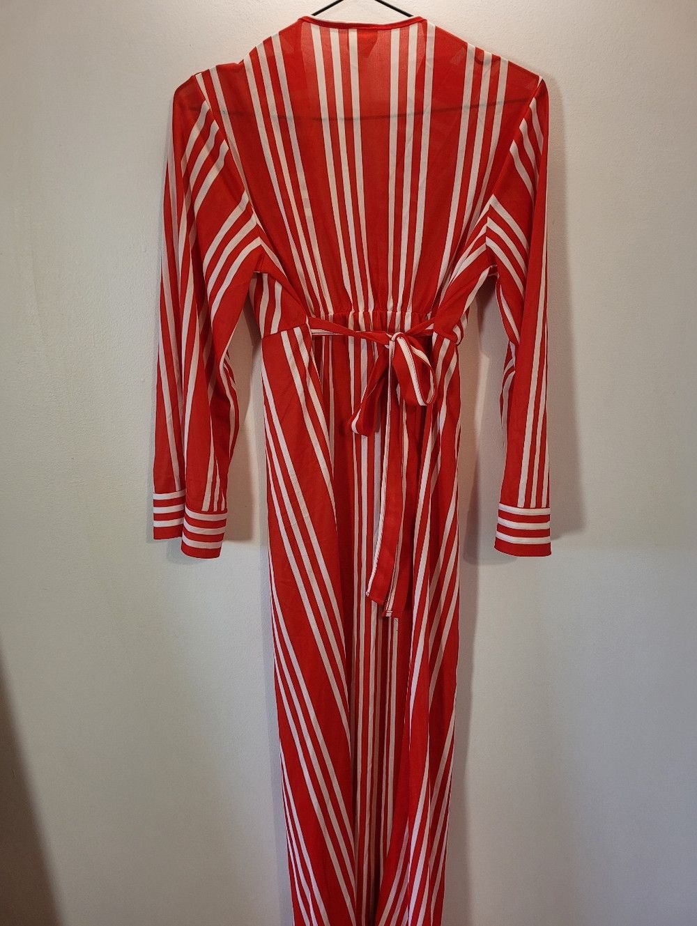 Sears Sears Vintage Retro Red and White Striped Long Robe - Size S Size S / US 4 / IT 40 - 4 Thumbnail