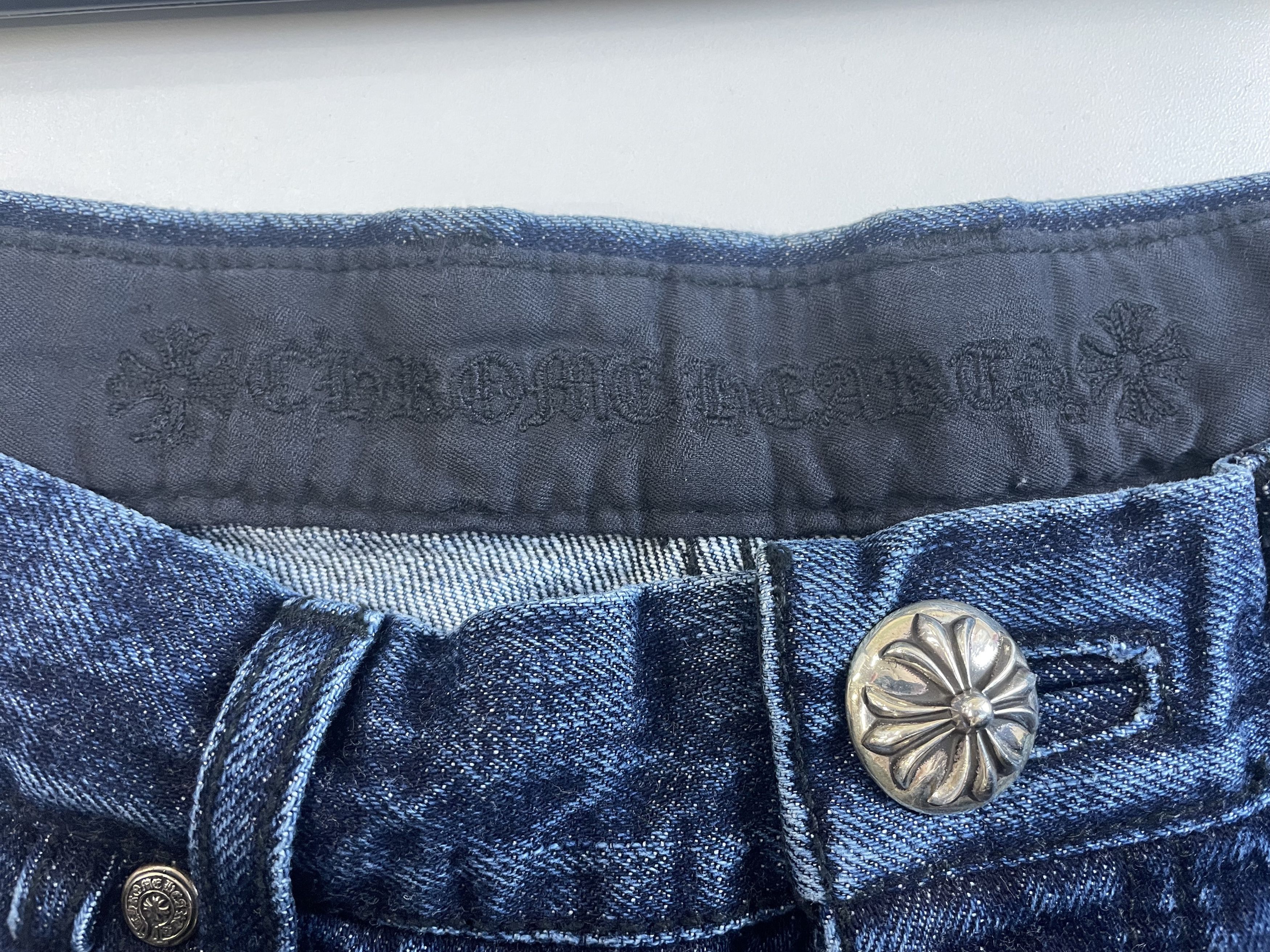 Chrome Hearts Chrome Hearts Black & White & Brown Patch Flame Knee Jeans Size US 32 / EU 48 - 10 Thumbnail