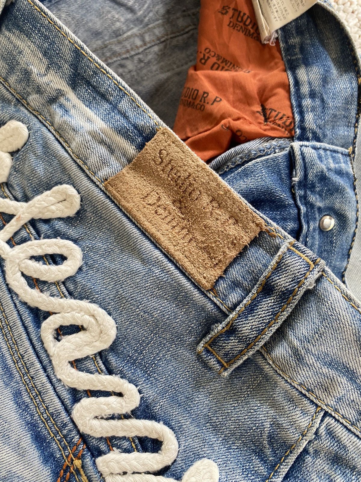 If Six Was Nine 🔥FLARED JEANS STUDIO R.P DENIM DISTRESSED JEANS AVANT GARDE Size US 33 - 10 Thumbnail