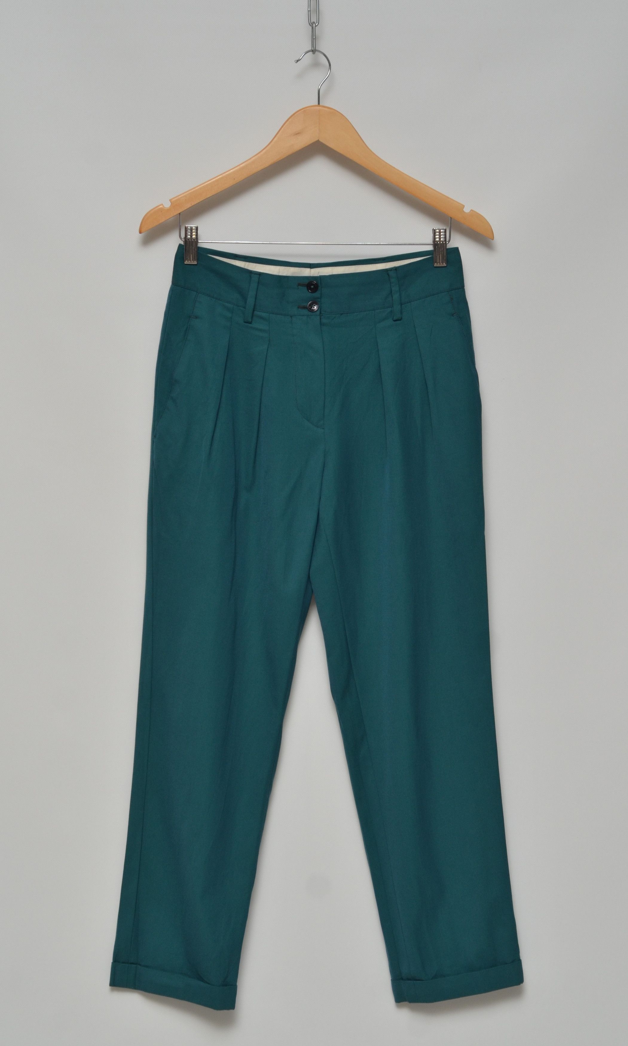 image of Hype x Kiton Napoli Luxury Wool Pants Trousers Made In Italy in Green, Women's (Size 28)