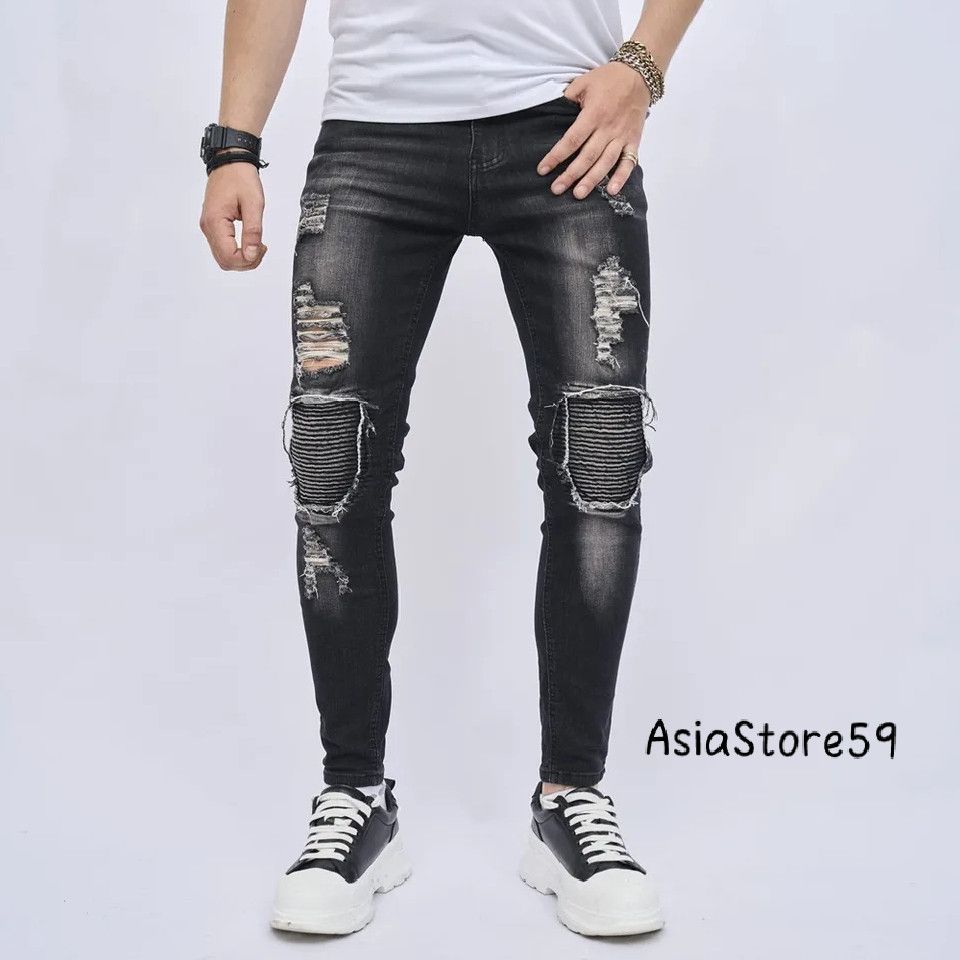 distressed faded ripped damaged skinny jeans