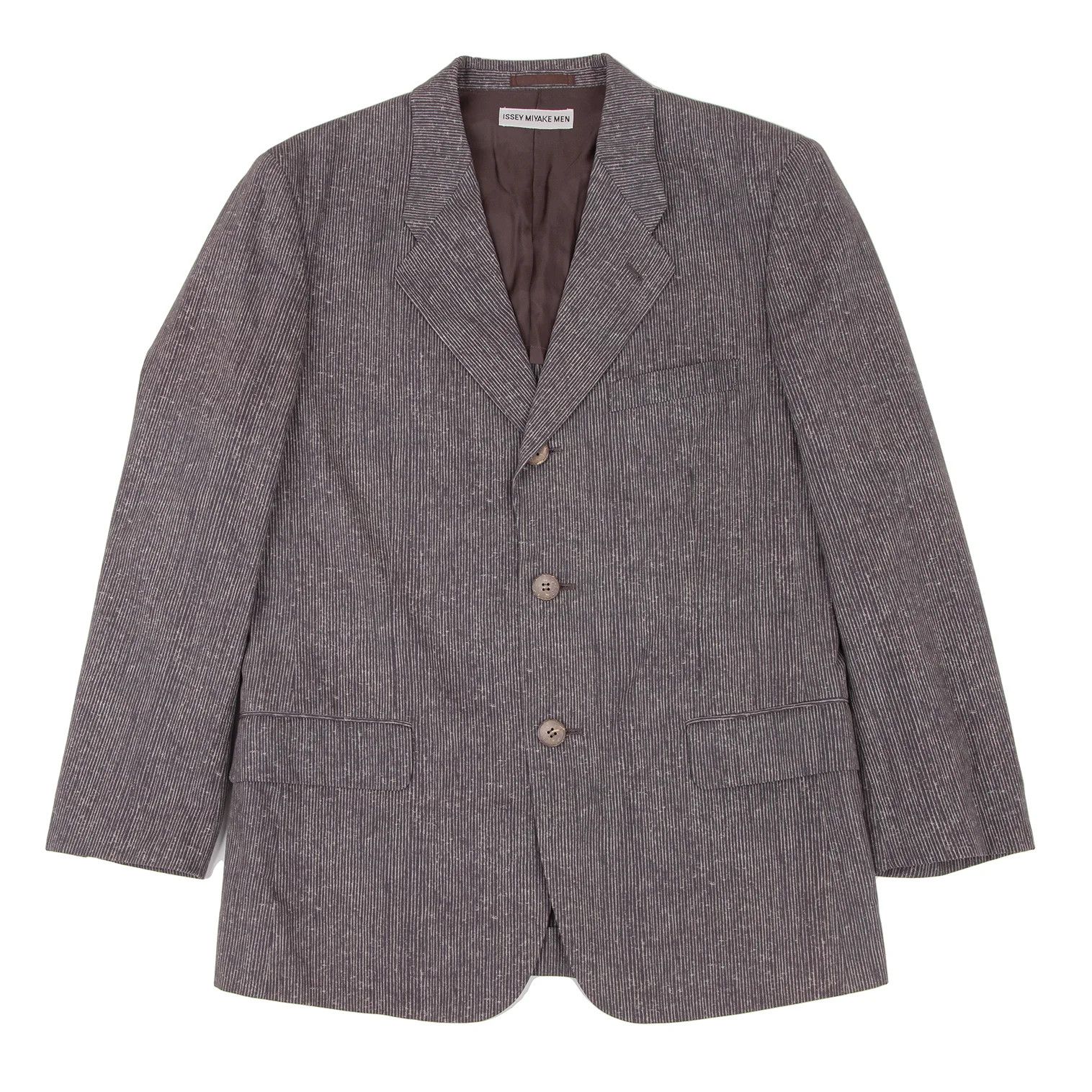 Issey Miyake Cotton Striped 3-Button Jacket in Purple, Size L Size US L / EU 52-54 / 3 - 1 Thumbnail