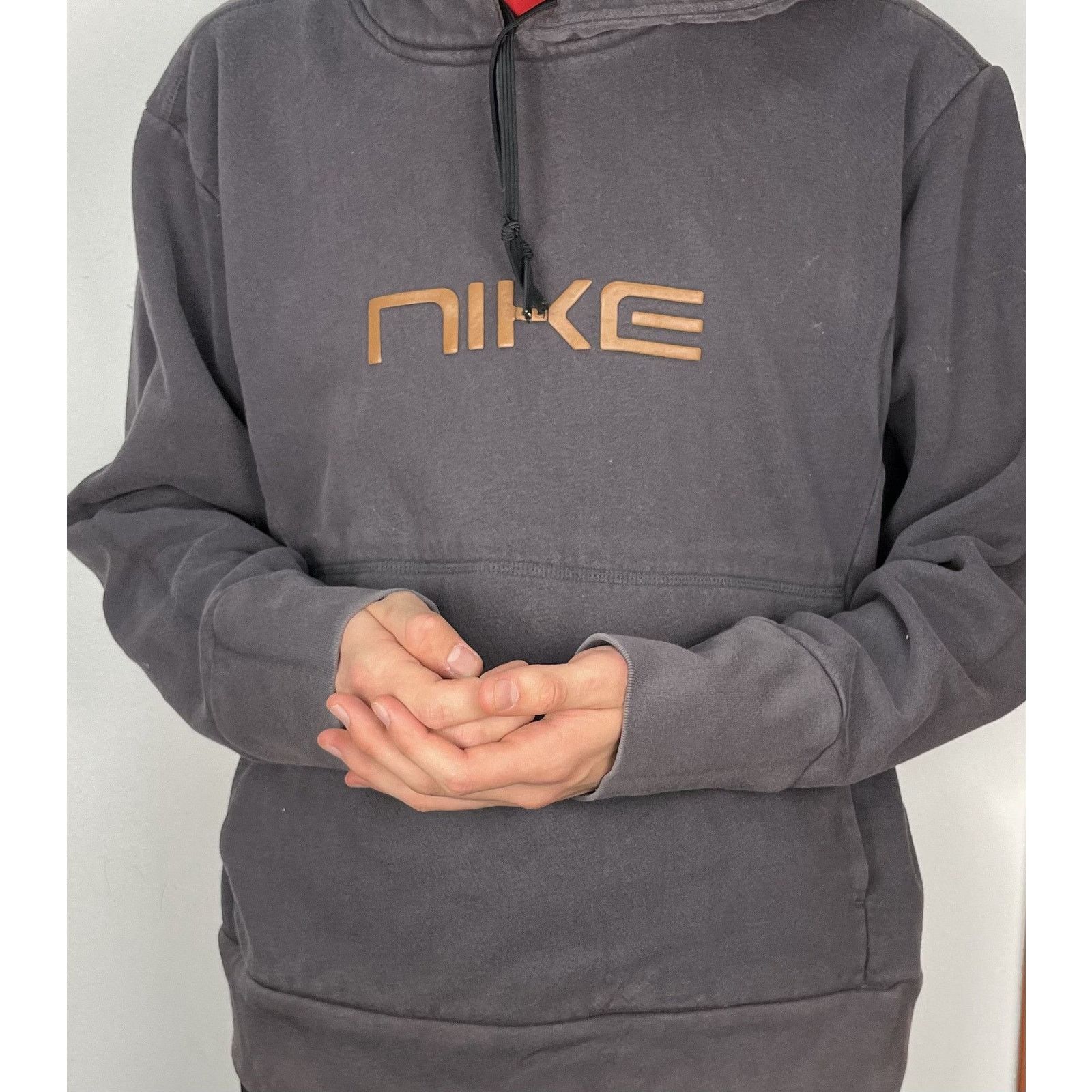Nike × Vintage Nike Men's Brown Cotton Fleece Swoosh Pullover Hoodie Medium Size US M / EU 48-50 / 2 - 2 Thumbnail