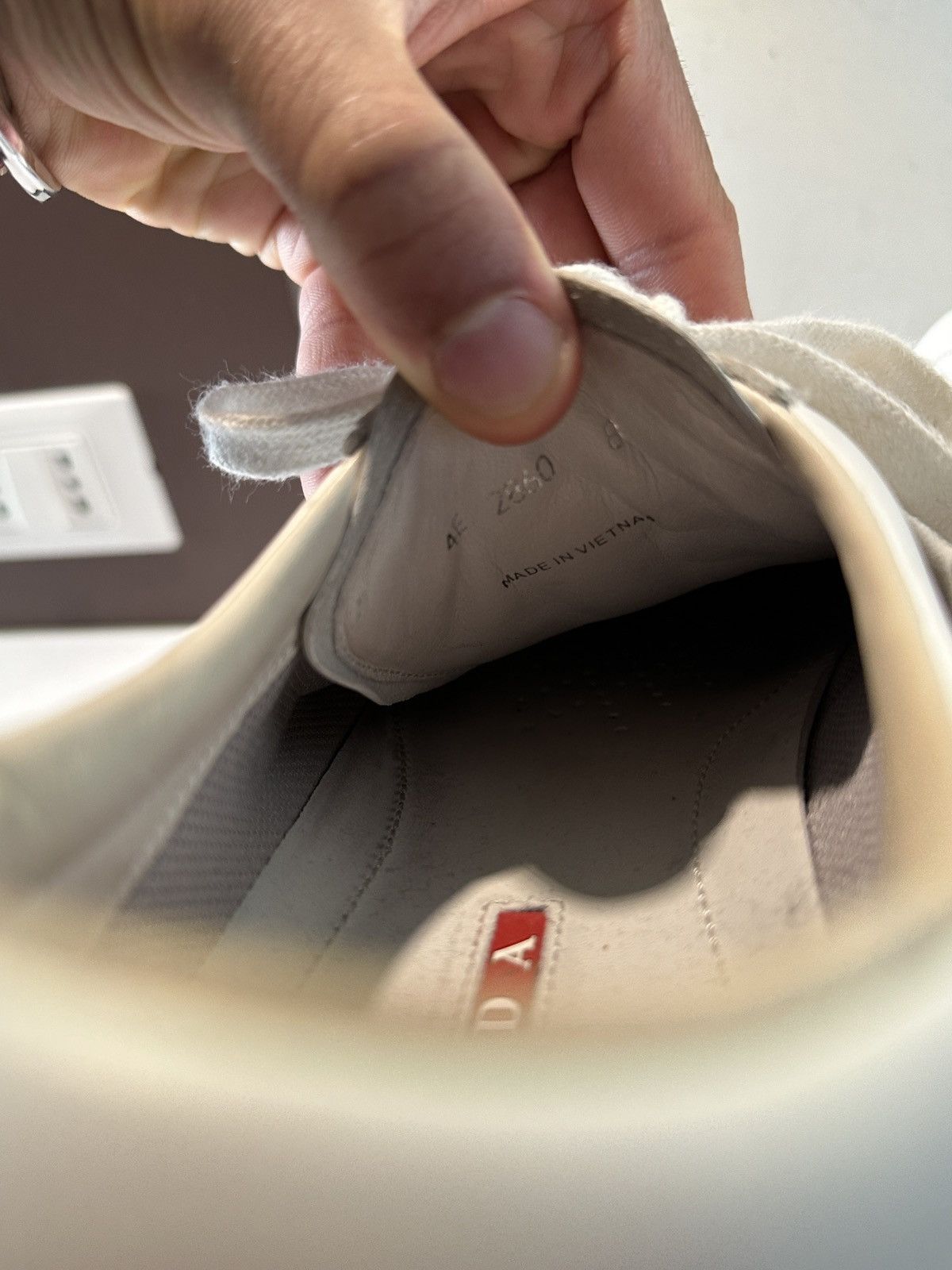 Prada Prada White Calf Leather Sneakers Size US 8 / EU 41 - 7 Thumbnail