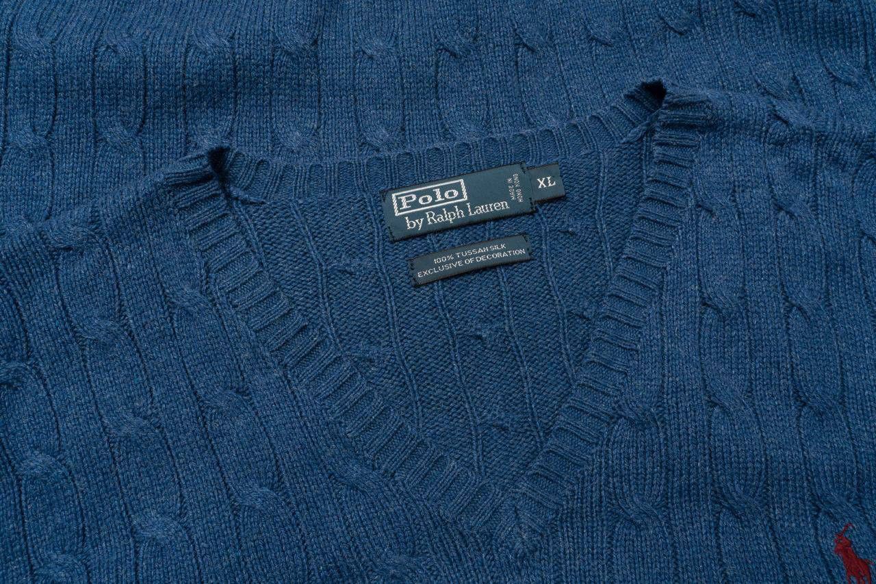 Polo Ralph Lauren 🔵 POLO RALPH LAUREN Vintage Tussah Silk Cable Knit Sweater Size US XL / EU 56 / 4 - 2 Thumbnail