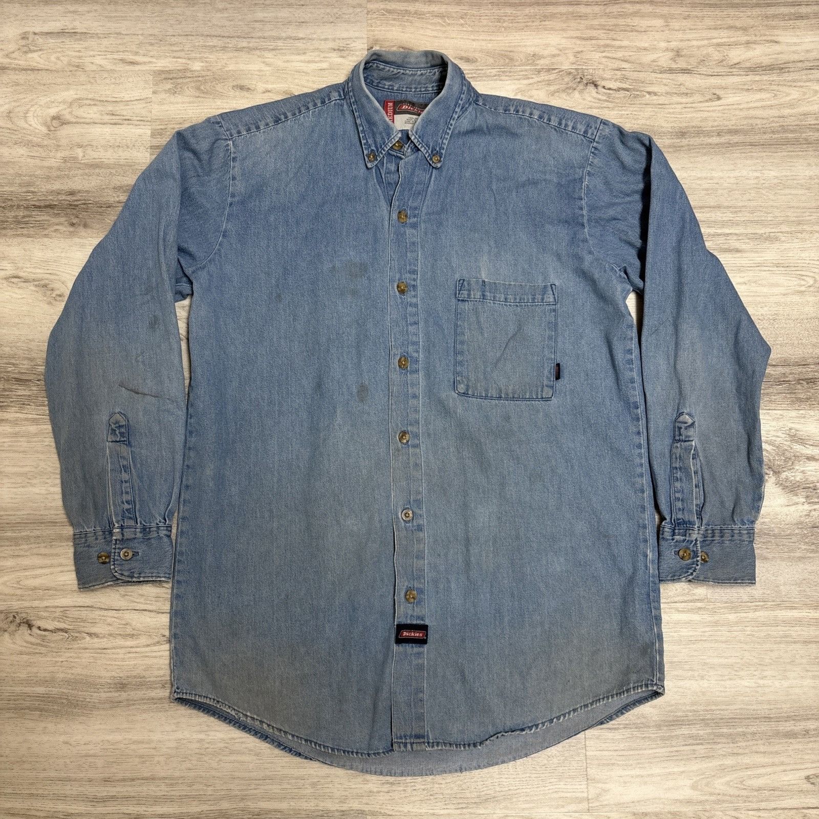 Dickies Dickies Denim Shirt Mens M Distressed Button Down Collar Cow Size US M / EU 48-50 / 2 - 5 Thumbnail