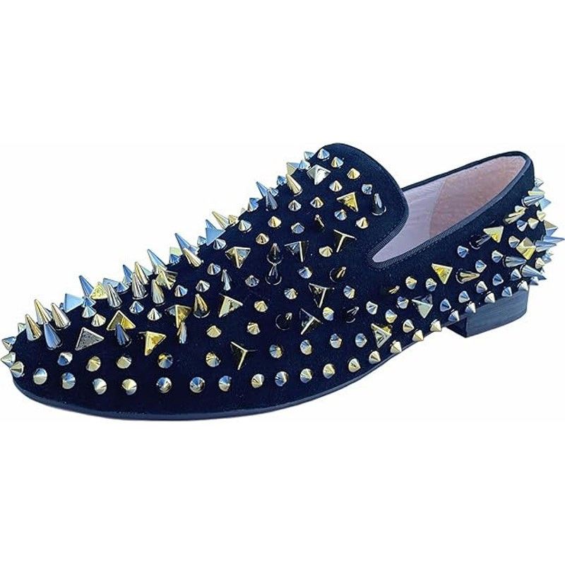 Other Justar Men's 11 Black Suede Studded Loafer Slide-On Shoes Size US 11 / EU 44 - 1 Thumbnail