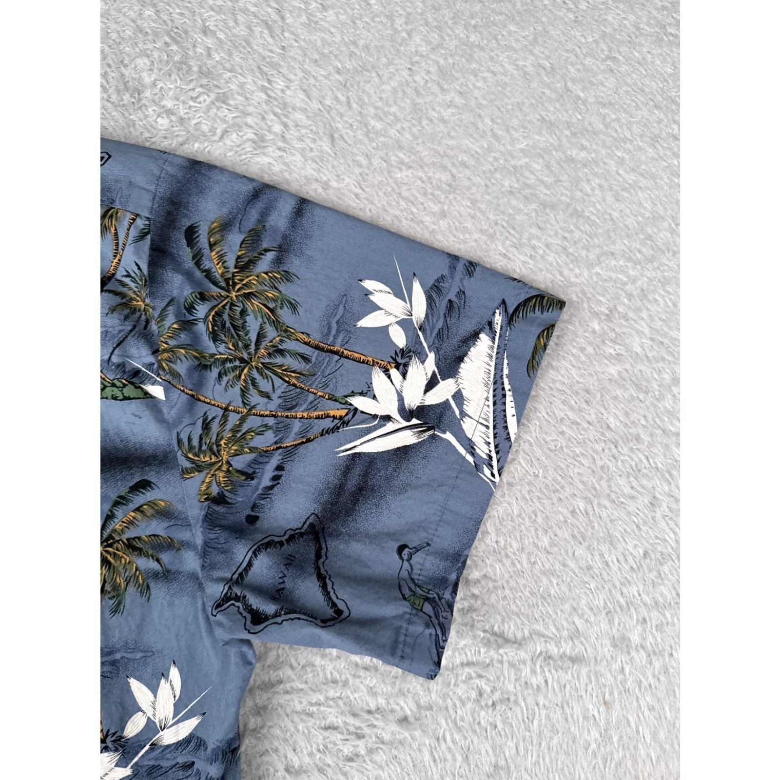 Vintage Palmwave Shirt Men's XL Blue Floral Island Map Hawaiian Button-Up Beach Size US XL / EU 56 / 4 - 2 Thumbnail