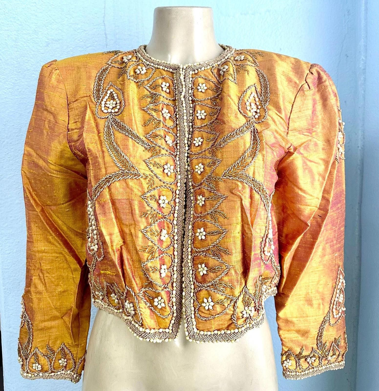 Designer Beaded Bolero Jacket Gold Size 8 only Size M / US 6-8 / IT 42-44 - 1 Preview