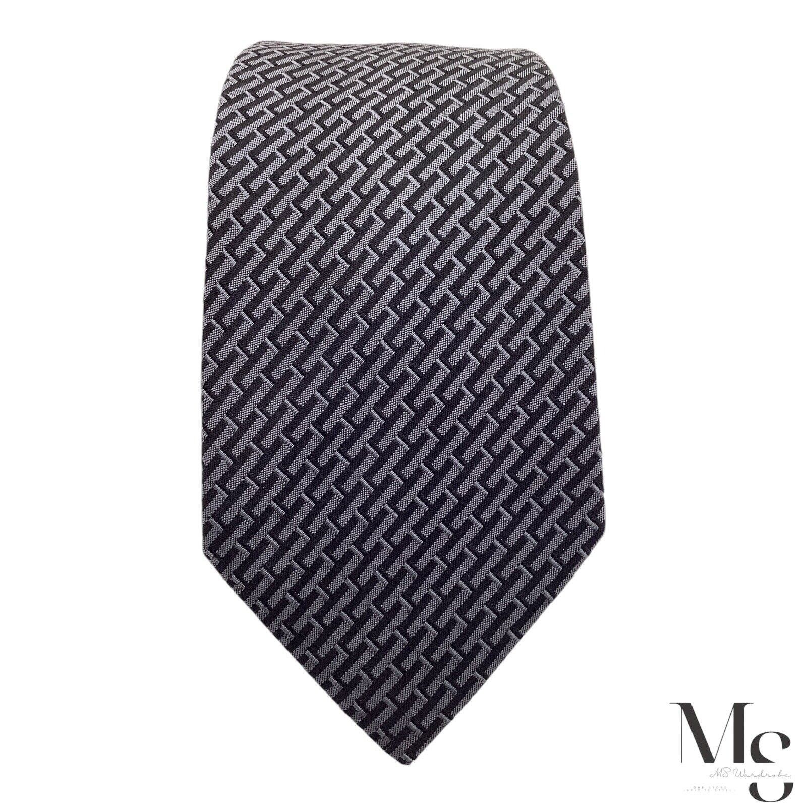 Giorgio Armani GIORGIO ARMANI Black & Gray Geometric Silk Tie Made In Italy Size ONE SIZE - 3 Thumbnail