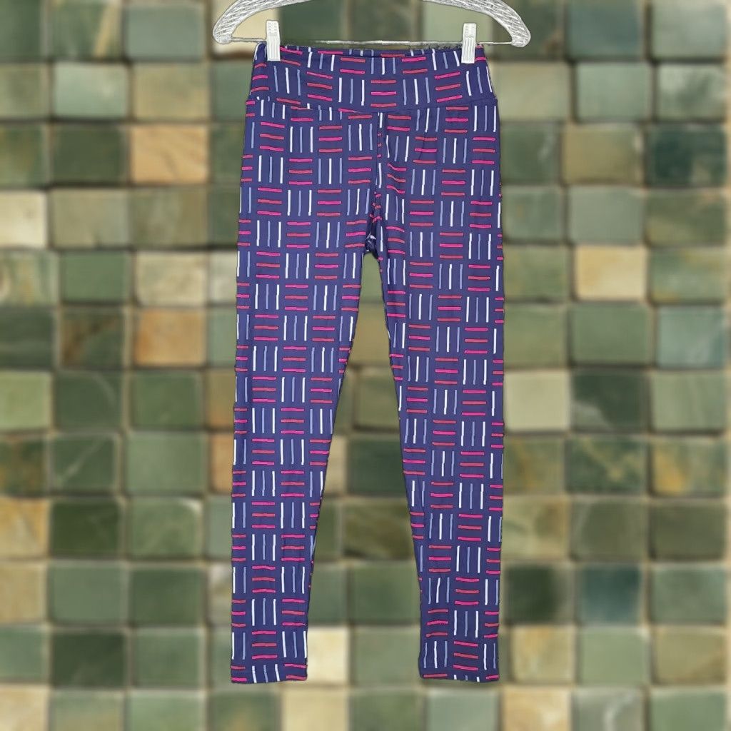 Vintage VINTAGE LuLaRoe Womens Purple Patterned Soft Leggings One Size Size 42" / US 20 - 1 Thumbnail