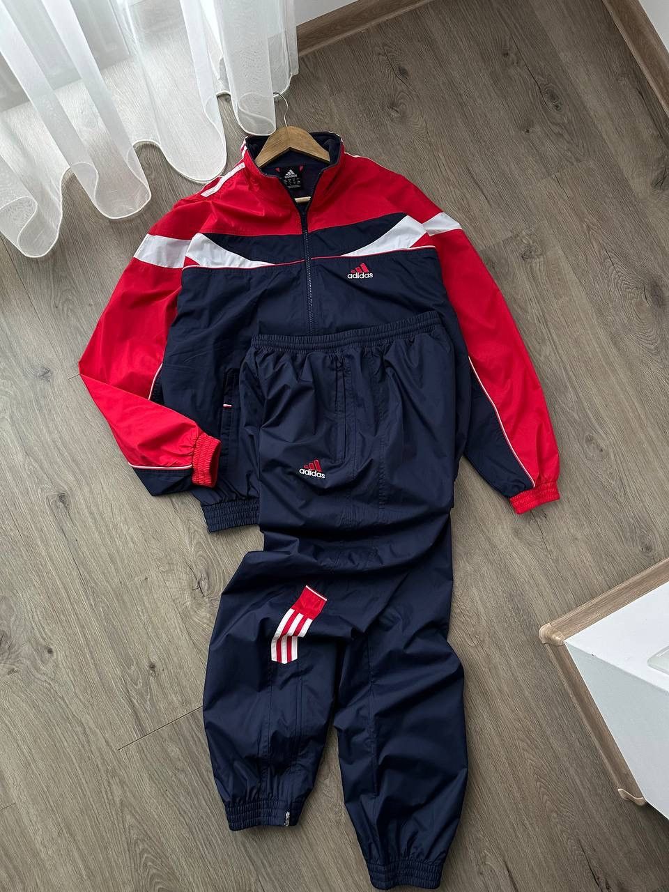 Adidas × Vintage Vintage Adidas Nylon Drill Sportswear Tracksuit Size 38R - 14 Thumbnail