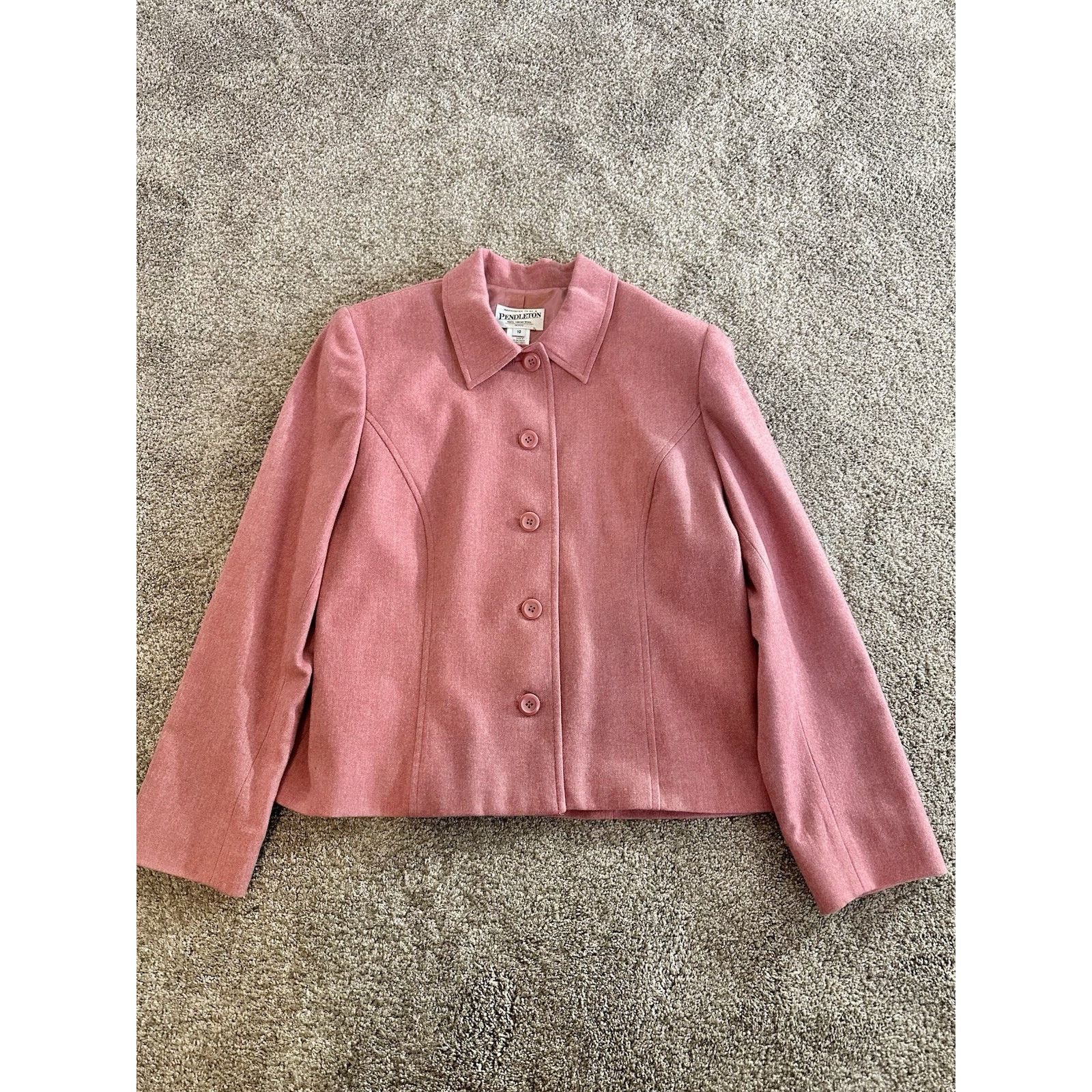 Pendleton Pendleton Blazer Womens Petite 10 Pink Virgin Wool 10P Size L / US 10 / IT 46 - 2 Thumbnail