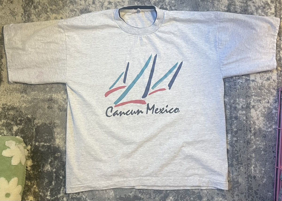Cancun Mexico Tourist vintage heather grey t-shirt - XXL