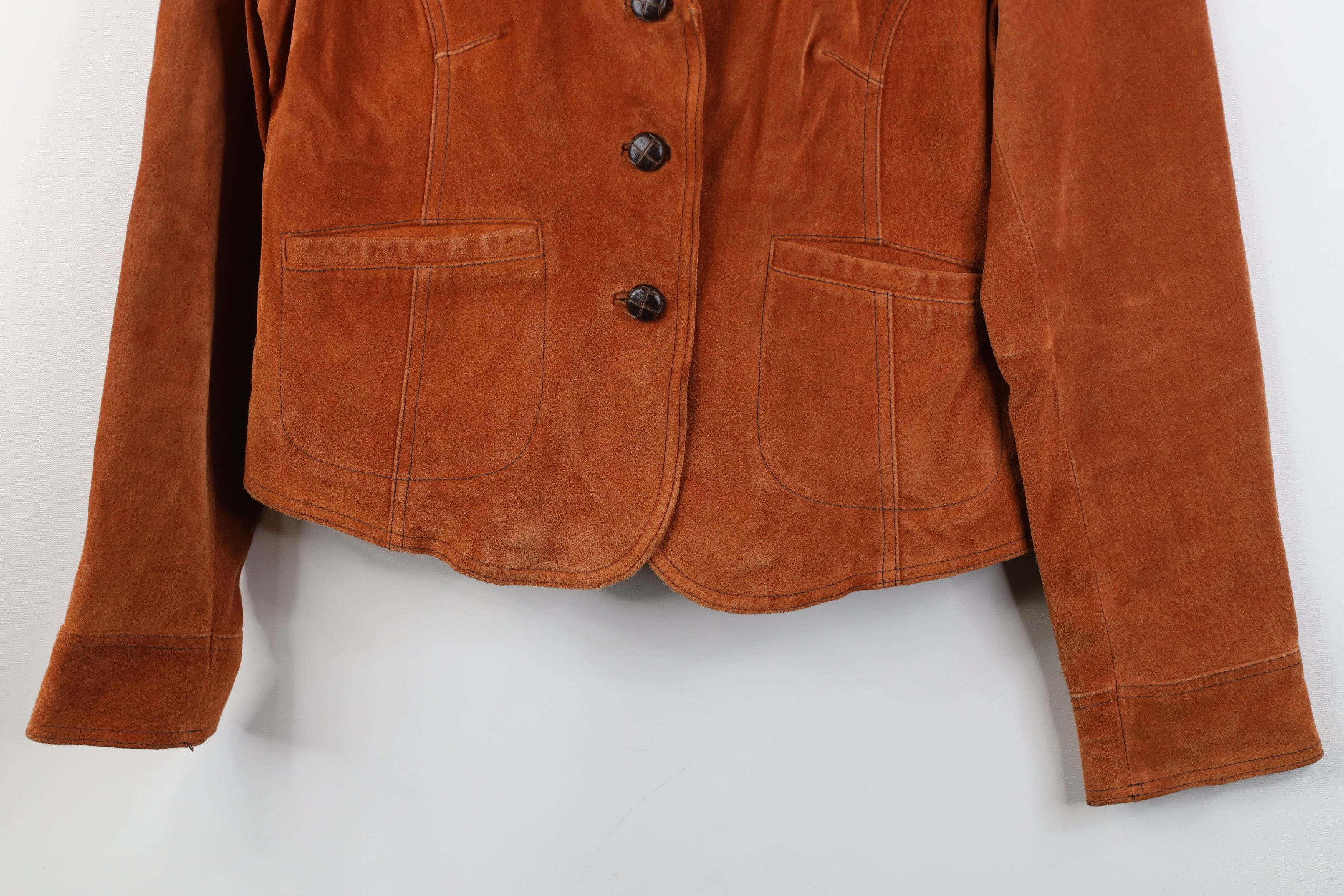 Vintage Vintage 90s Streetwear Suede Leather Jacket Burnt Orange Size L / US 10 / IT 46 - 3 Thumbnail
