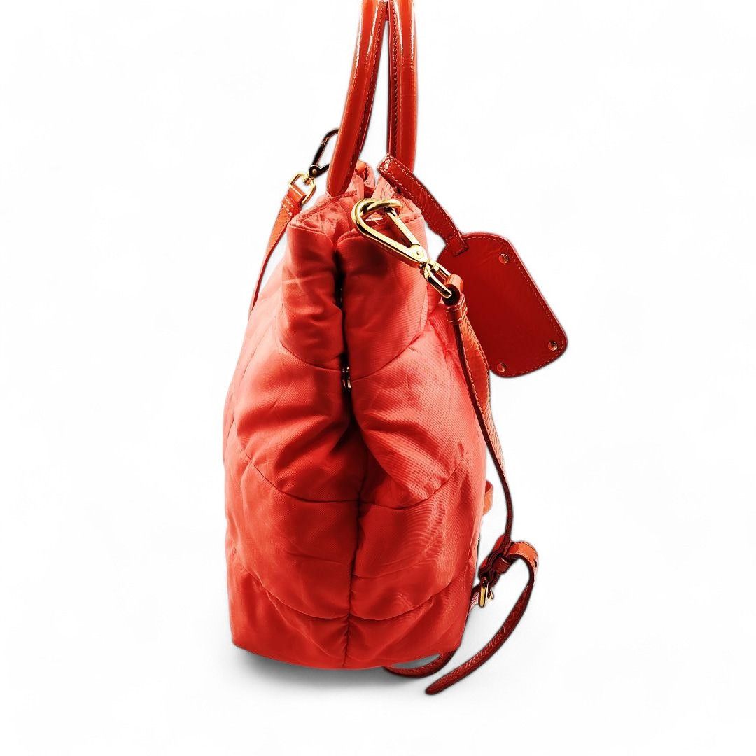 Prada Prada - Bomber Tessuto 2way Handbag Orange Pink Nylon Size ONE SIZE - 4 Thumbnail