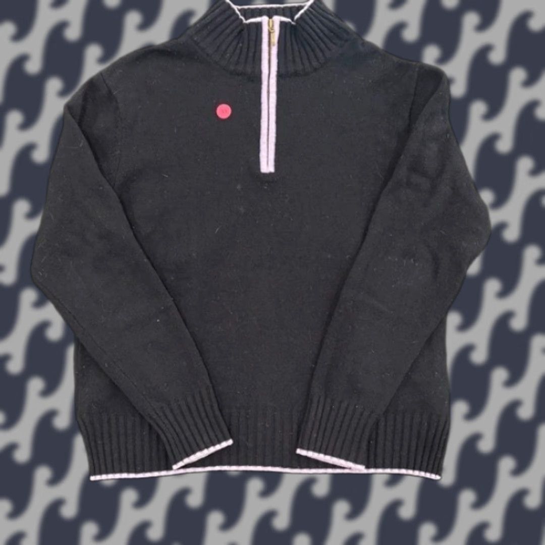 Vintage Woolovers Navy Blue Pure New Wool Quarter Zip Women's Sweater Size L Size L / US 10 / IT 46 - 1 Thumbnail