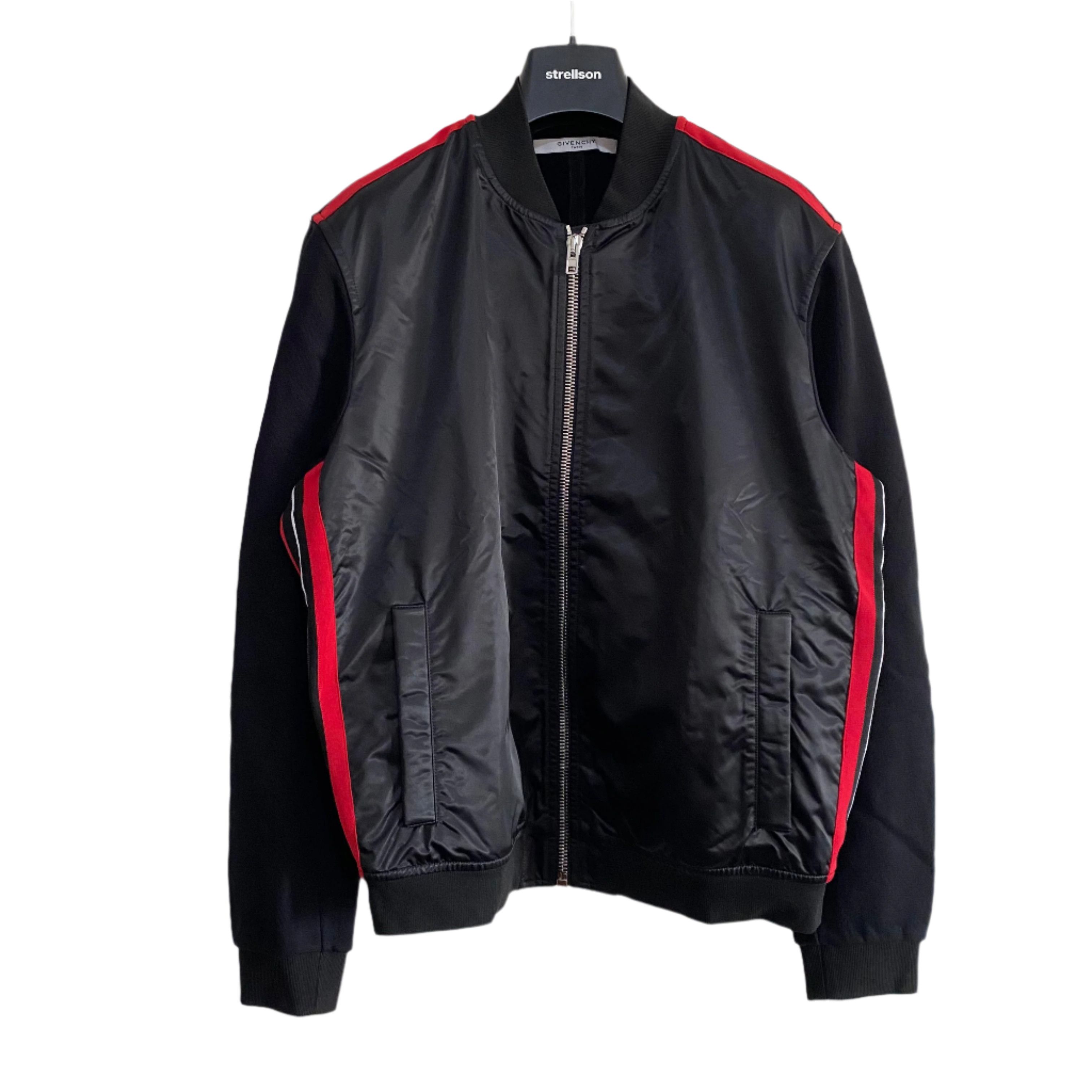 Givenchy Black and Red Contrast Tape Trim Bomber Jacket Size US M / EU 48-50 / 2 - 1 Thumbnail