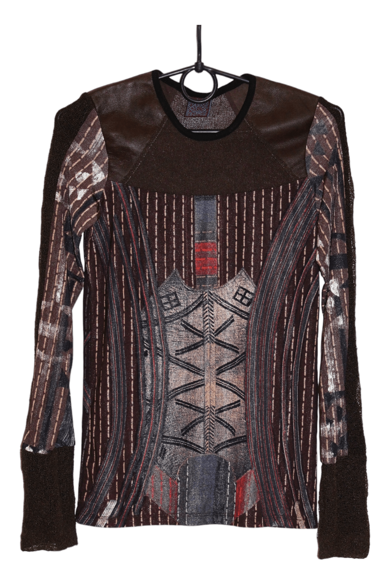 Jean Paul Gaultier 💥 Legatte Jeans Marco Fantini Leather Trim Mesh Top Size S / US 4 / IT 40 - 1 Thumbnail