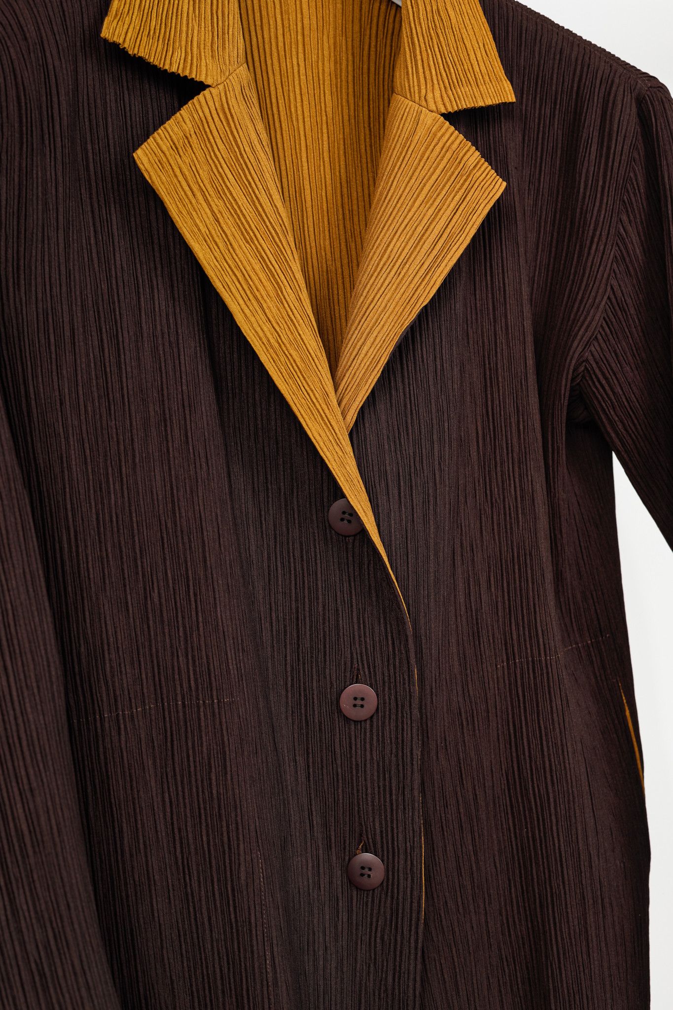 Issey Miyake Issey Miyake Brown Pleated-Satin Blazer Size M / US 6-8 / IT 42-44 - 6 Thumbnail