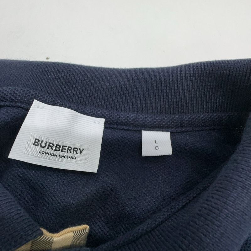Burberry Burberry Men's Solid Polo Shirt with Check Detail 0079 Size US L / EU 52-54 / 3 - 1 Thumbnail