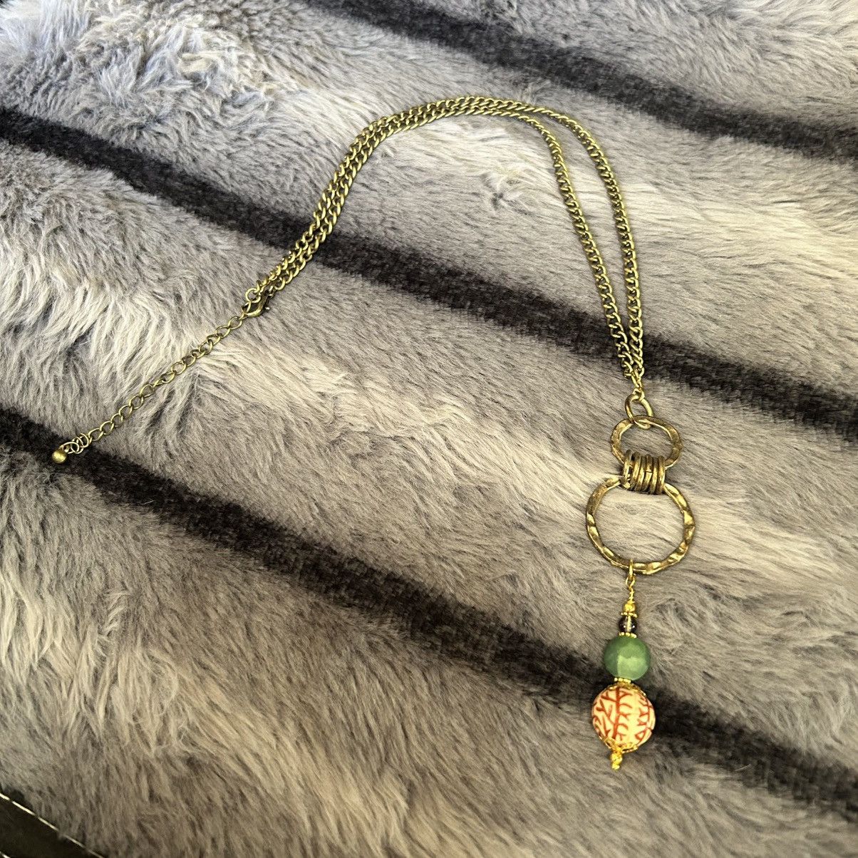 Handmade Handcrafted salvaged brass beaded accent necklace Size ONE SIZE - 7 Thumbnail