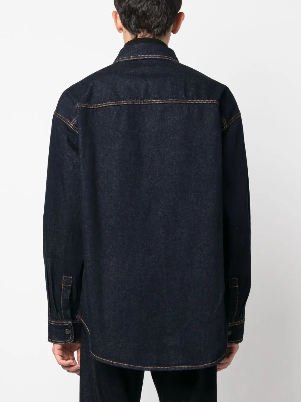 Palm Angels o1y0325 Logo Denim Shirt in Dark Blue Size US XS / EU 42 / 0 - 4 Thumbnail