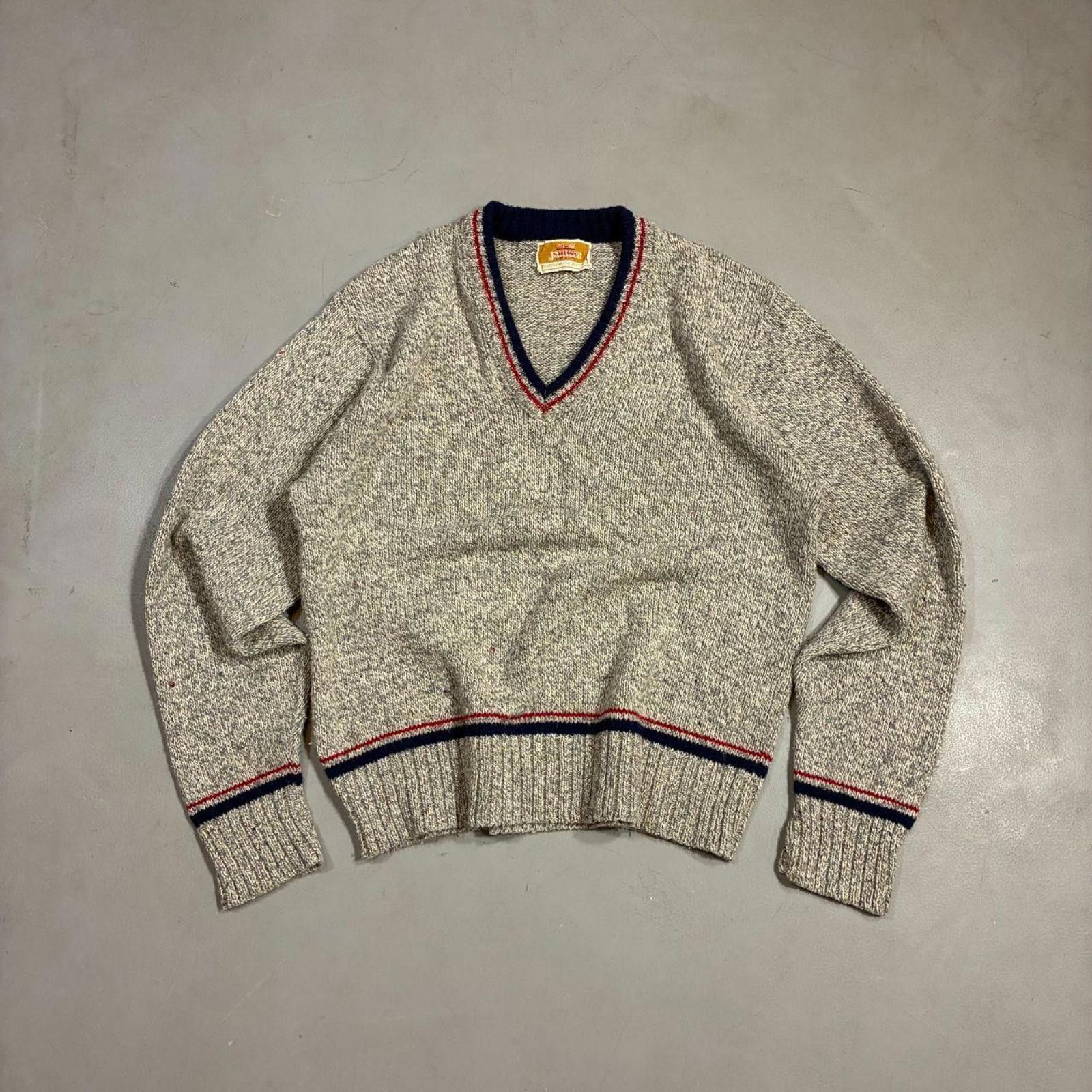 Jantzen Vintage 60s Jantzen Tennis Sweater V-Neck Donegal Knit Size US M / EU 48-50 / 2 - 1 Thumbnail