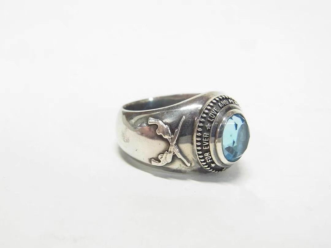 Roar roar Sterling Silver Double Gun Aquamarine Ring K11 Size ONE SIZE - 2 Thumbnail