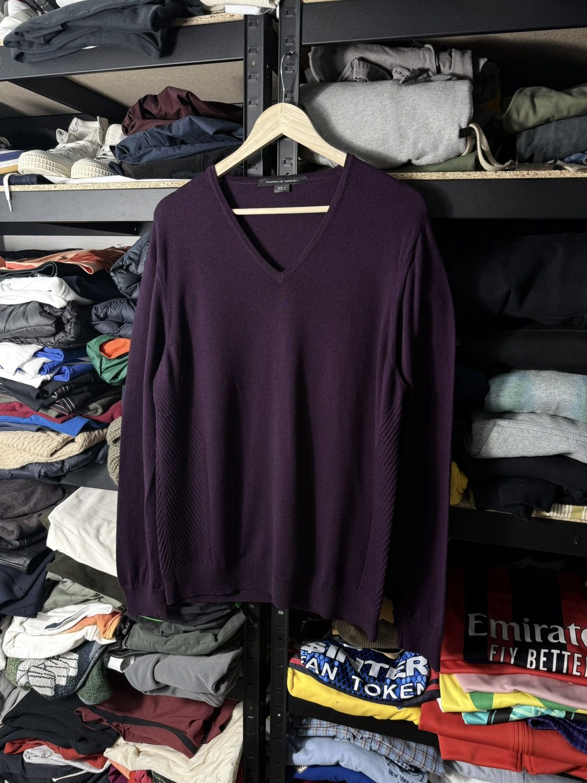 Porsche Design Porsche Design Wool Sweater V Neck Purple Mens Italy luxury Size US L / EU 52-54 / 3 - 1 Thumbnail
