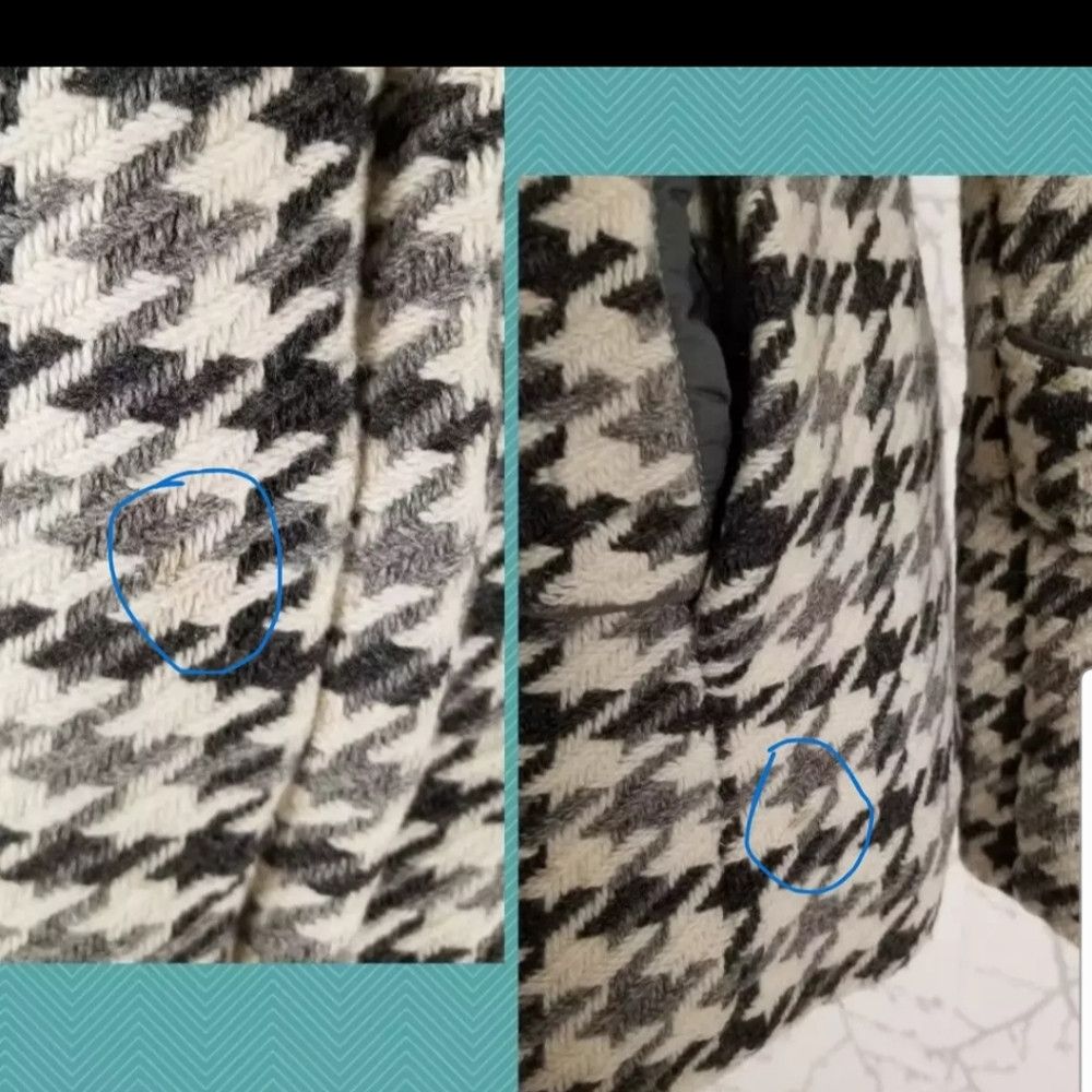 Soia & Kyo Soia & Kyo White Houdstooth Wool Blend Peacoat Size L / US 10 / IT 46 - 9 Thumbnail