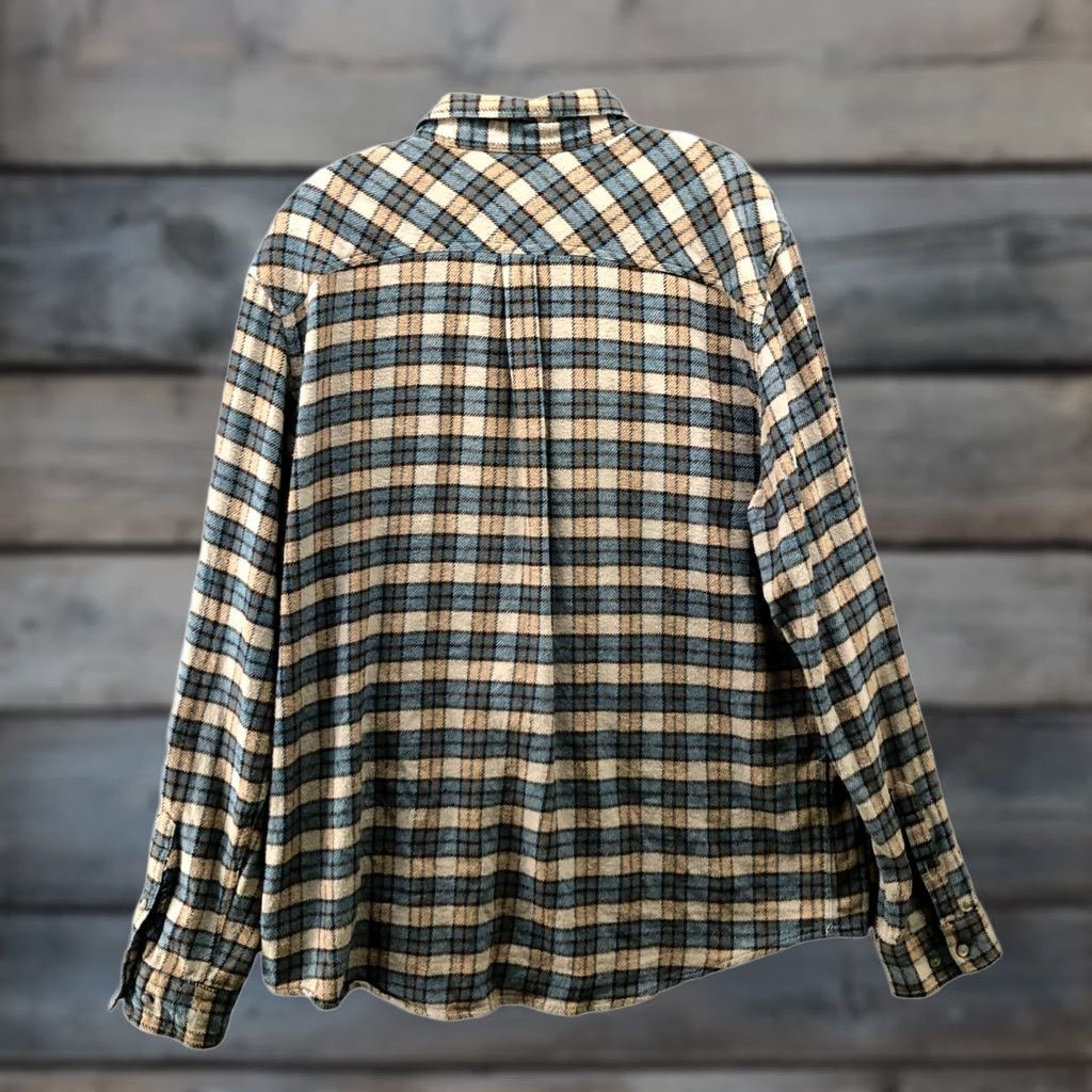 Carbon2Cobalt Carbon 2 Cobalt Flannel Shirt Mens L Beige Blue Plaid Long Sleeve Workwear Size US L / EU 52-54 / 3 - 1 Thumbnail