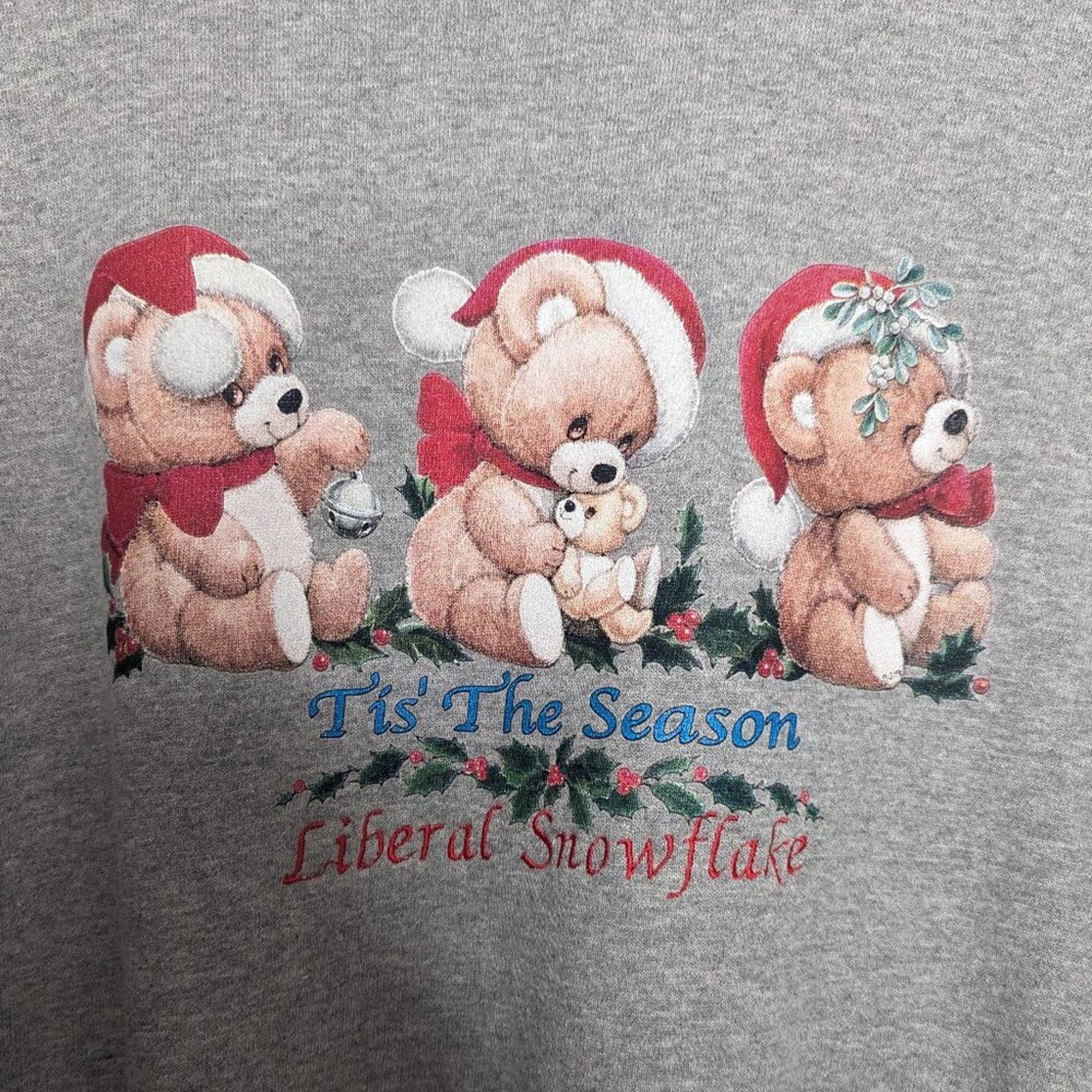 Vintage Upcycled Vintage Gray Liberal Snowflake Holiday Sweatshirt Size L / US 10 / IT 46 - 3 Thumbnail