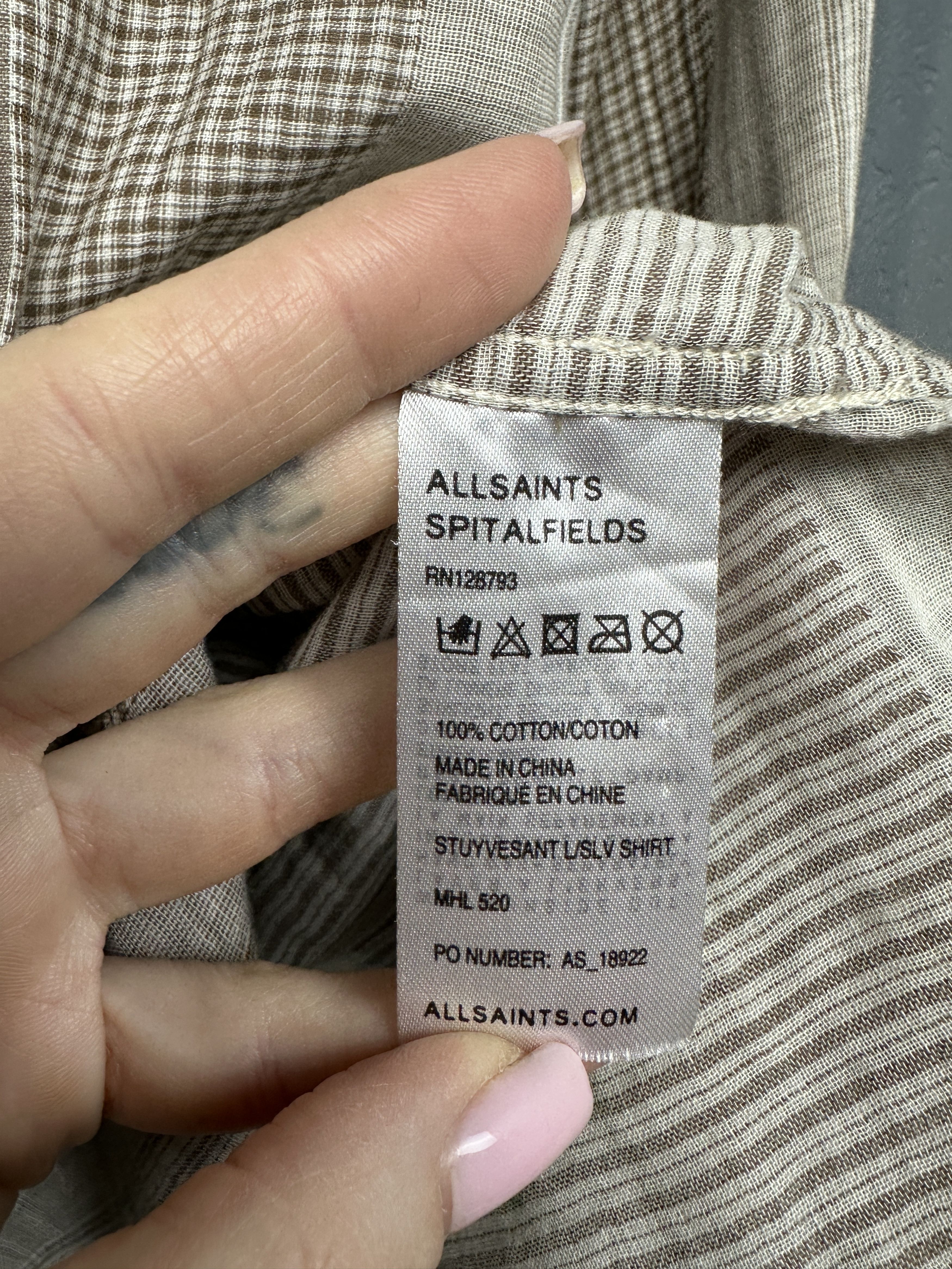 Allsaints Allsaints Stuyvesant Mens Long Sleeve Patchwork Shirt Size US S / EU 44-46 / 1 - 4 Thumbnail