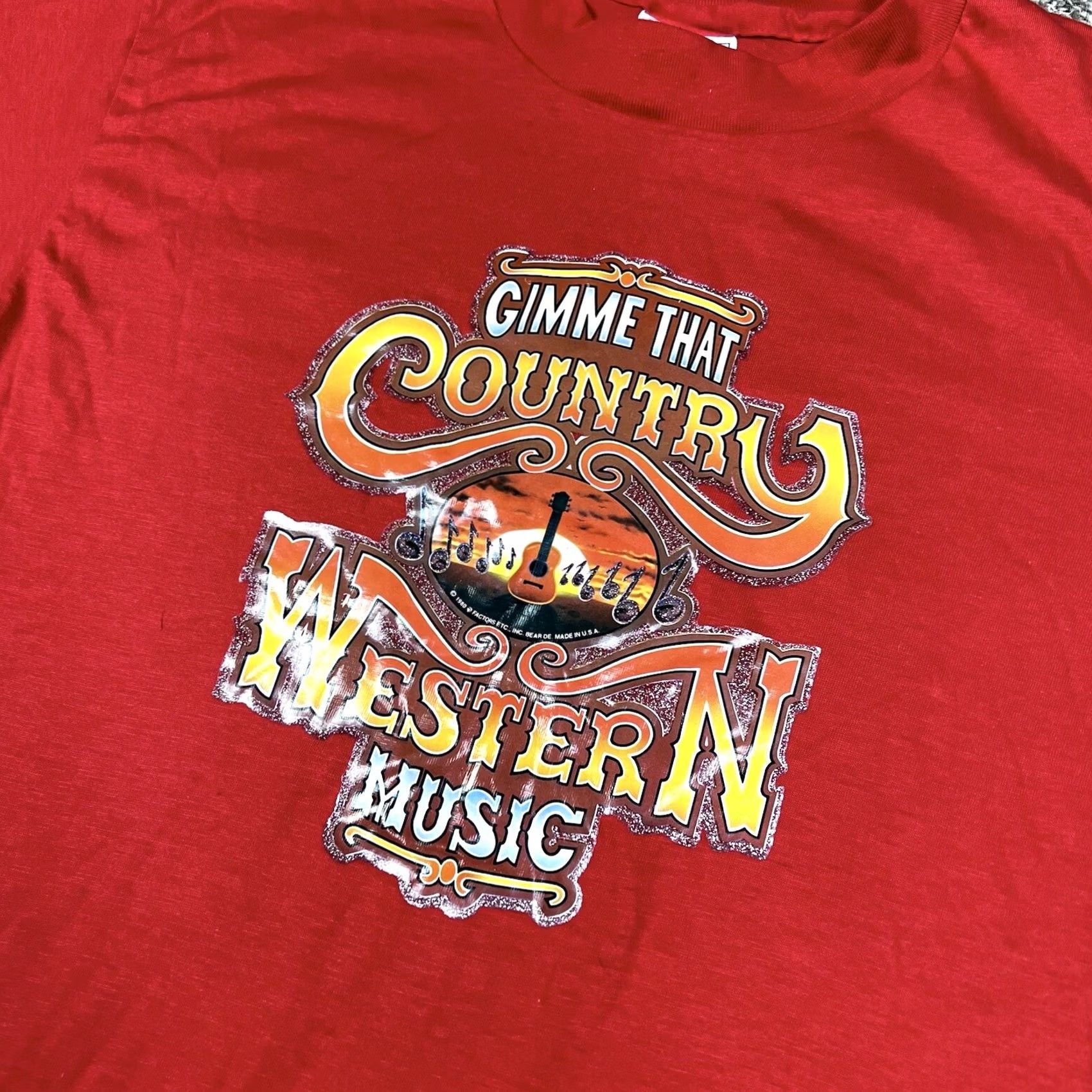 Hanes VINTAGE Hanes Red T-Shirt 80s Country Western Nashville Made USA Medium Shirt Unisex Adults Mens Womens Size US M / EU 48-50 / 2 - 5 Thumbnail