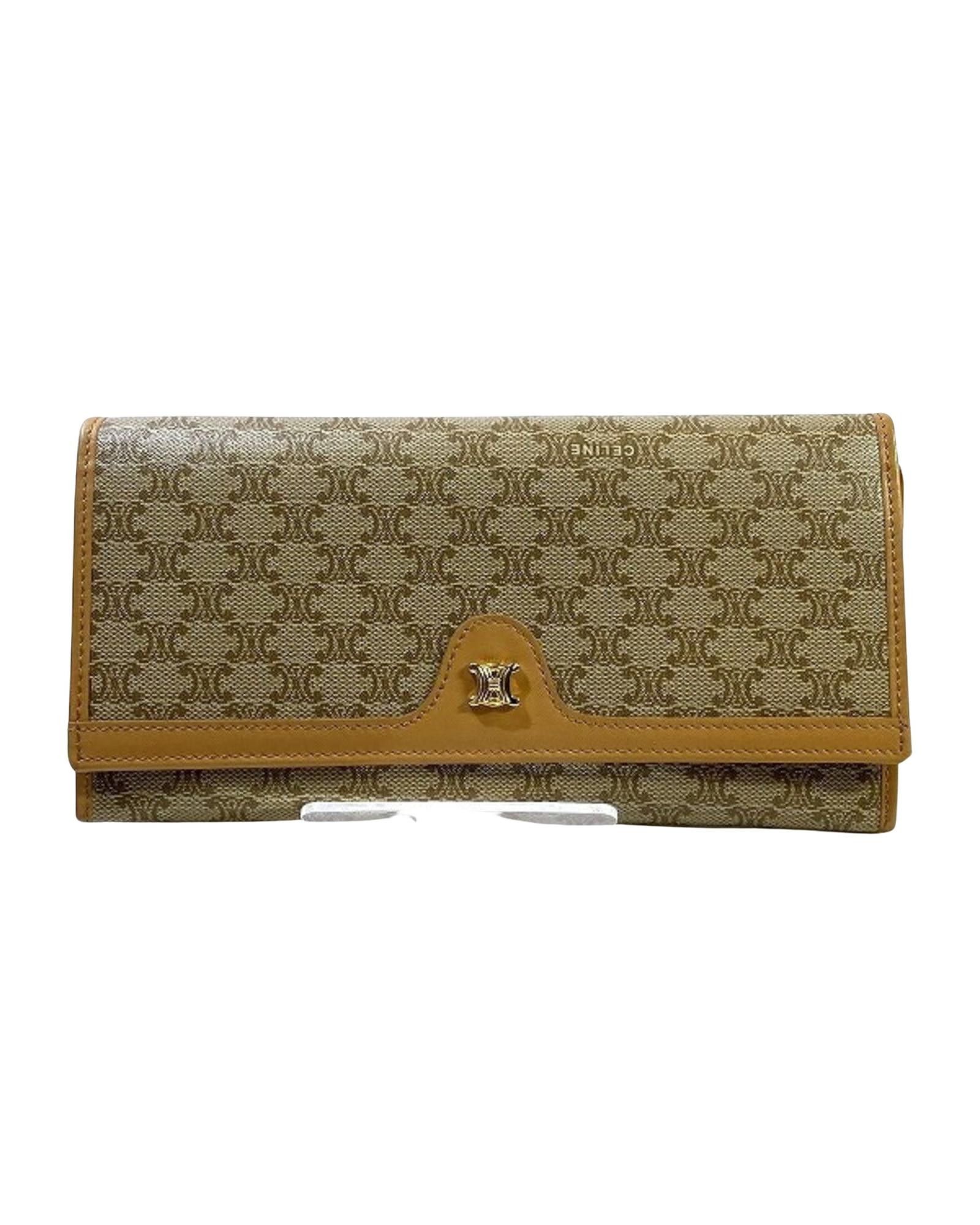 image of Celine Luxury Leather Coin Purse With Ball Clasp Closure in Beige, Women's