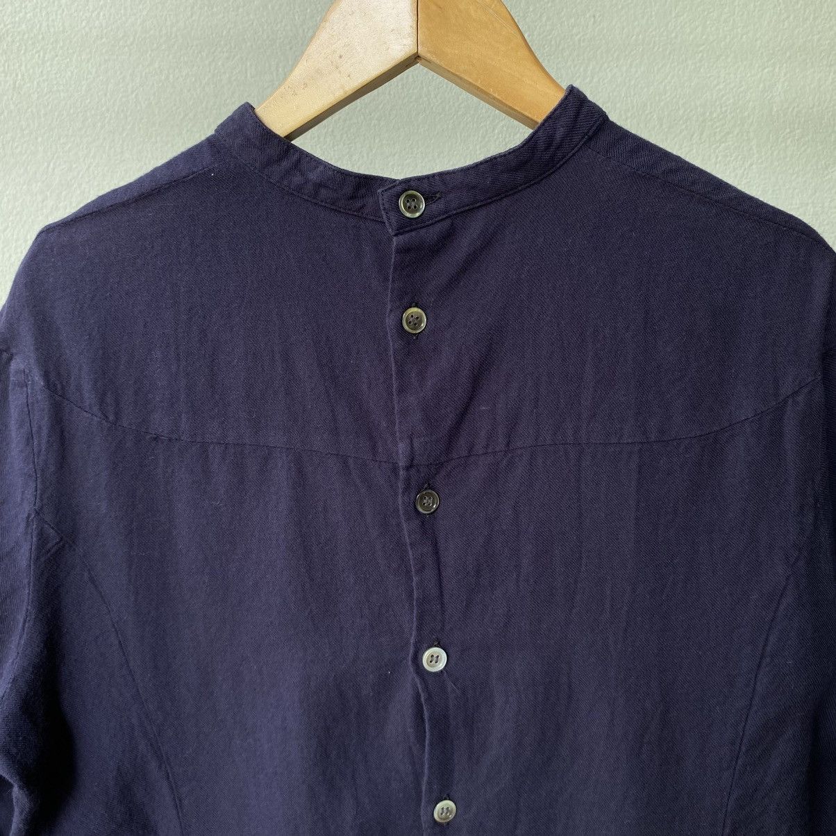 Issey Miyake I.S. Dark Navy Back Button Blouse with Lace Hem Size M / US 6-8 / IT 42-44 - 7 Thumbnail