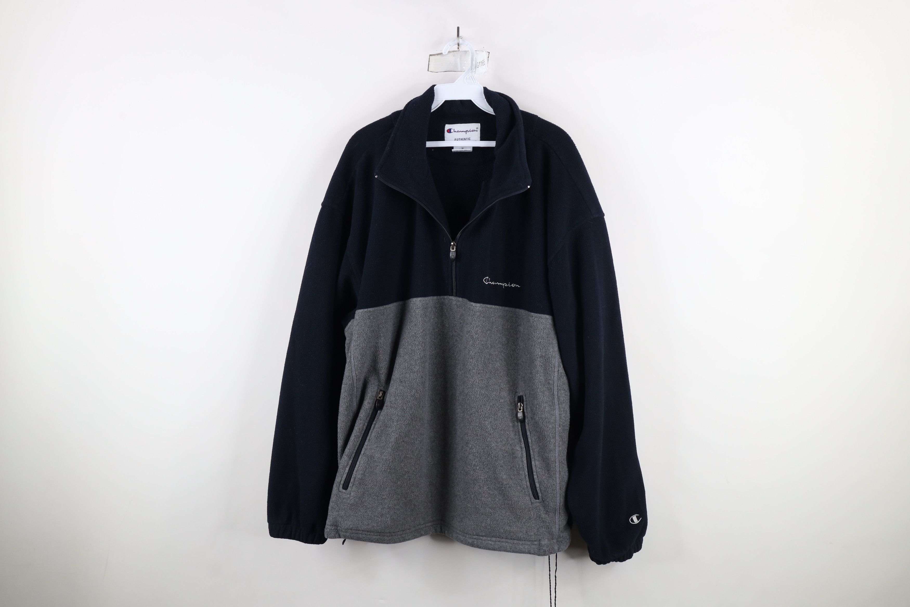 Champion × Vintage Vintage 90s Champion Block Half Zip Fleece Sweater Blue Size US XL / EU 56 / 4 - 1 Thumbnail