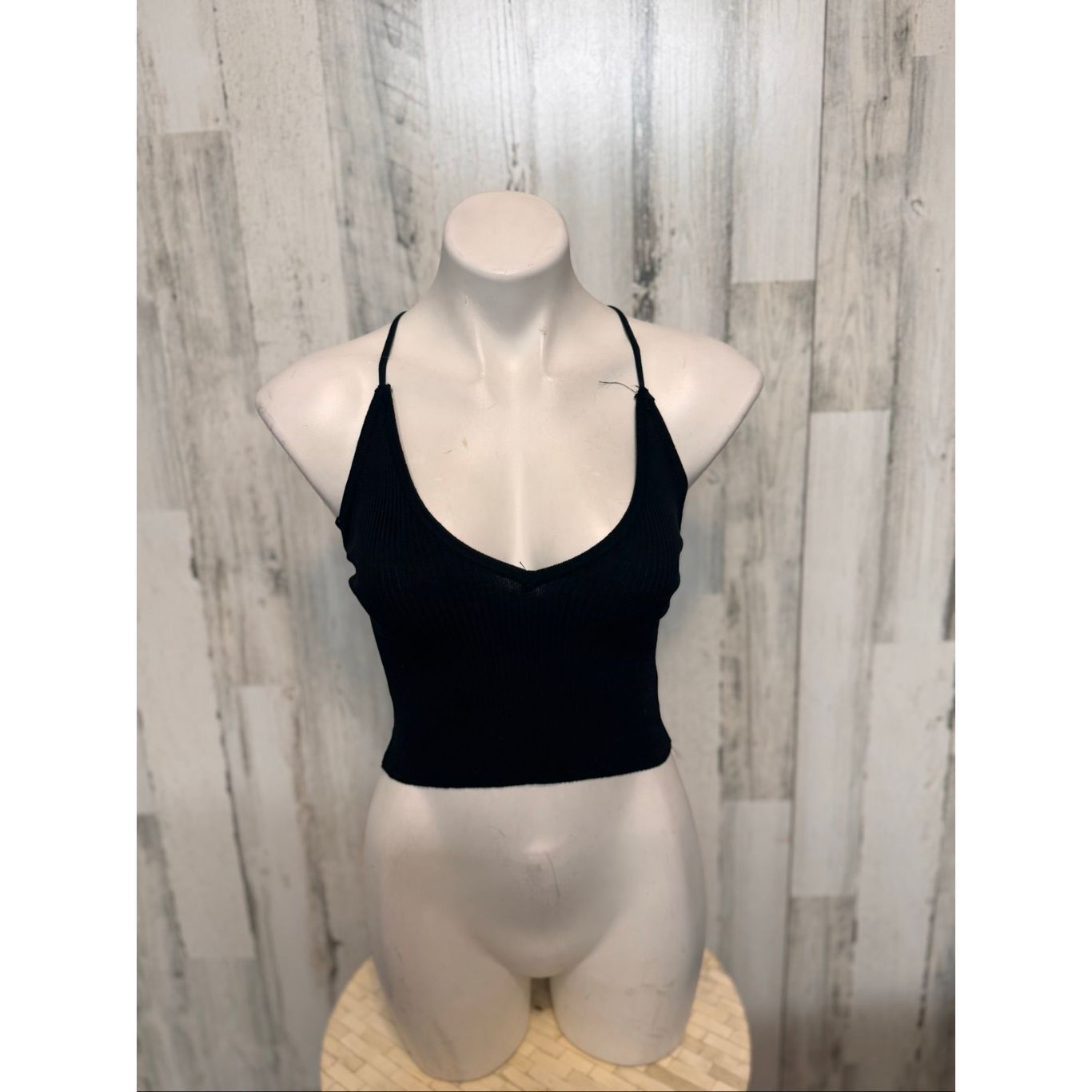 Other Love Tree Black Lace-Up Back Ribbed Crop Top – Size M Size M / US 6-8 / IT 42-44 - 2 Thumbnail