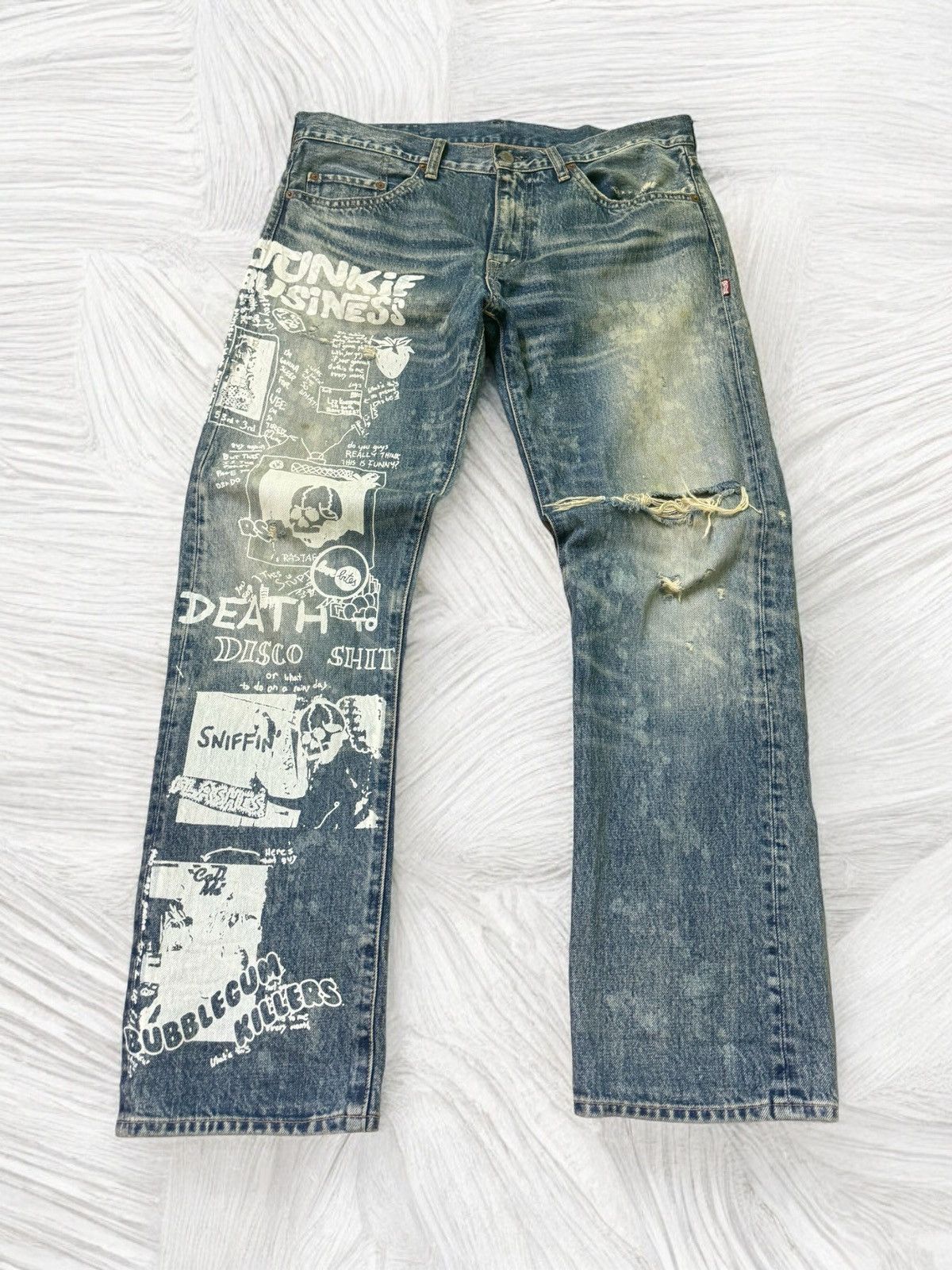 Hysteric Glamour × Japanese Brand Distressed RNA INC Junkie Business Trashed Denim Size US 34 / EU 50 - 1 Thumbnail
