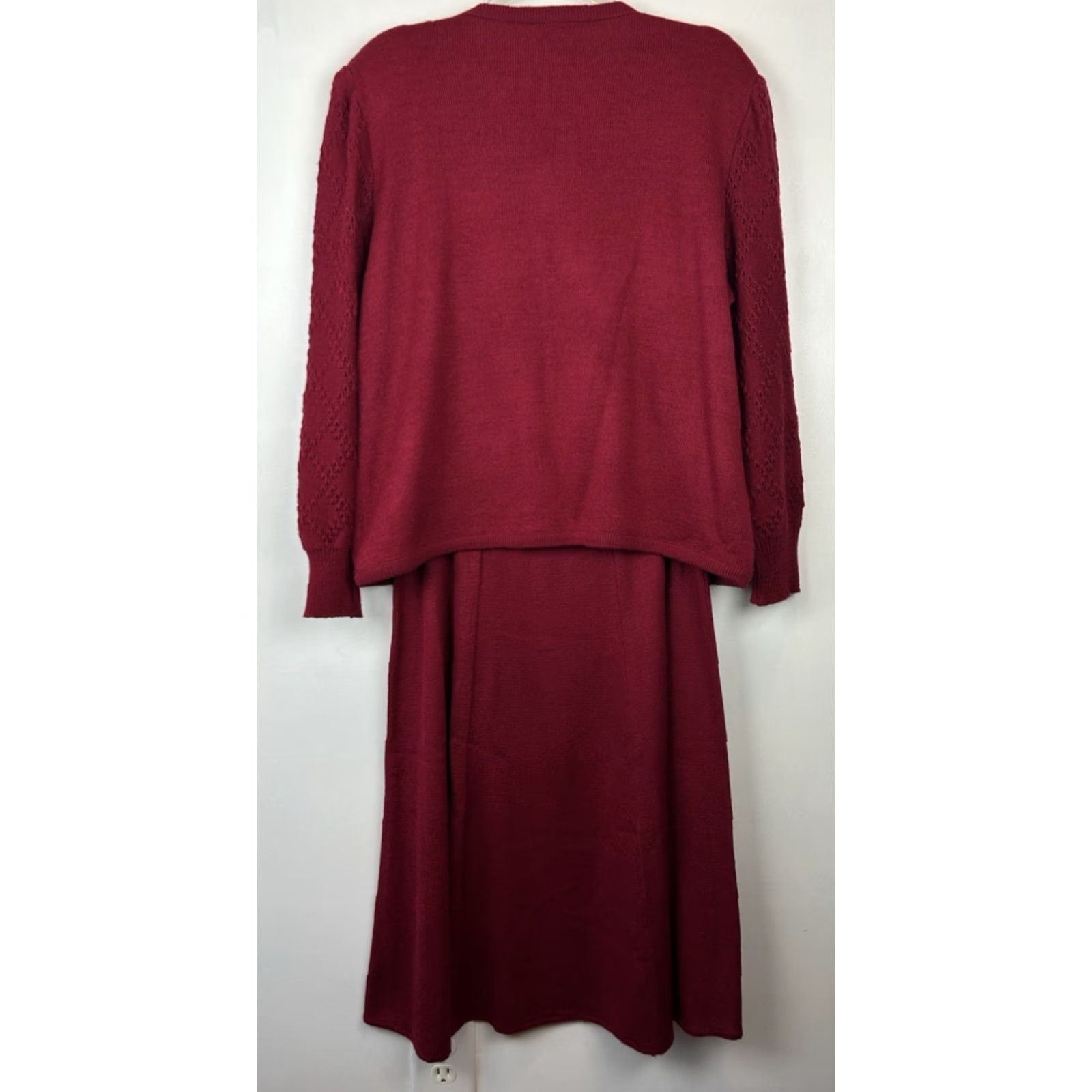 Vintage Vintage Mita Sweater Skirt Set Womens 14 Red Knit Suit 2 pc Stretchy Office Size XL / US 12-14 / IT 48-50 - 2 Thumbnail