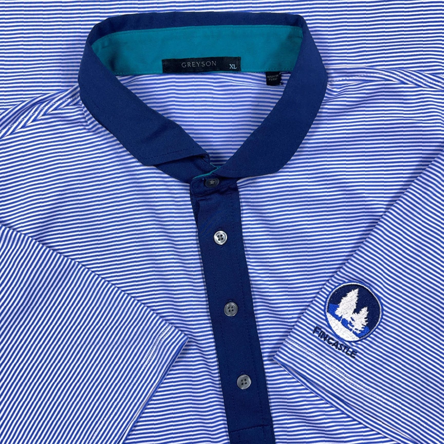 Vintage Greyson Polo Shirt Men XL Blue Striped Performance Quick Dry Golf Fincastle Size US XL / EU 56 / 4 - 2 Thumbnail