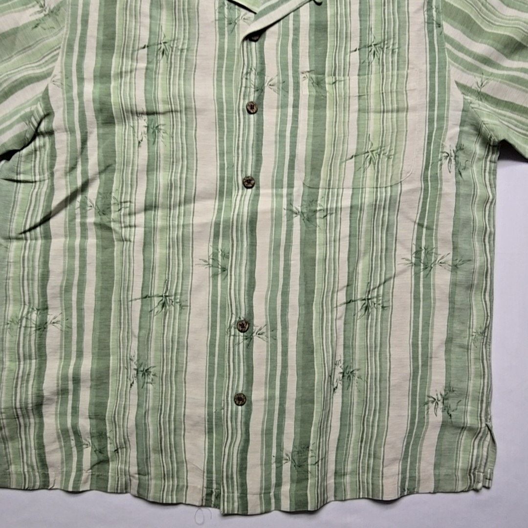 Havana Jacks Cafe Havana Jacks Cafe L Green Striped Silk Tropical Casual Shirt Size US L / EU 52-54 / 3 - 2 Thumbnail