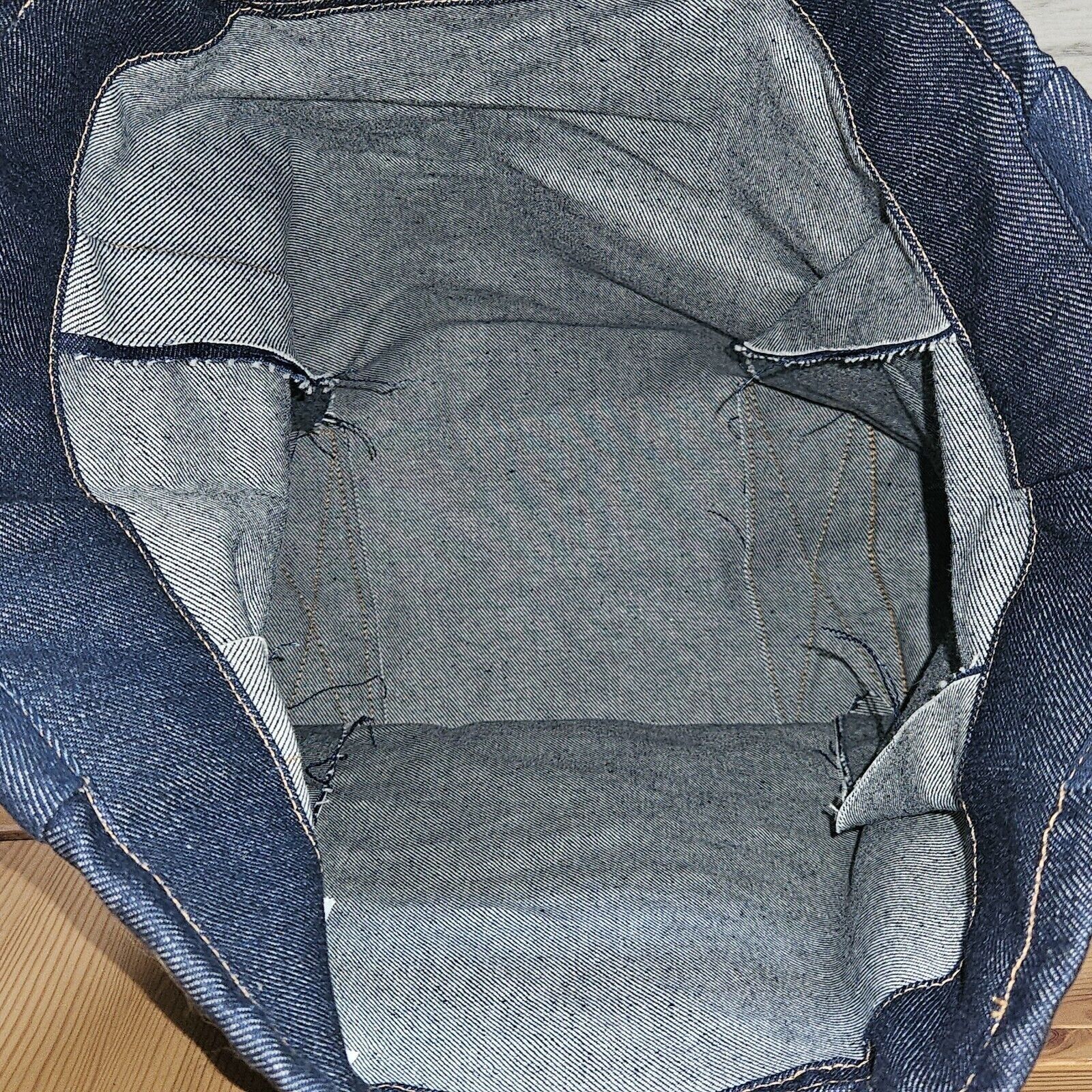 Handmade Prison Inmate Made Reusable Shopping Tote Blue Denim Bag Size ONE SIZE - 5 Thumbnail
