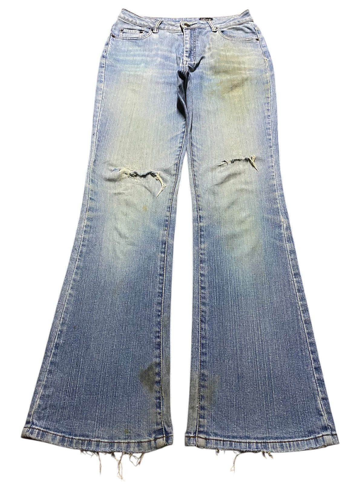 If Six Was Nine Vintage Japanese Brand Natural Garage Grunge Flare Jeans Size US 27 - 1 Thumbnail