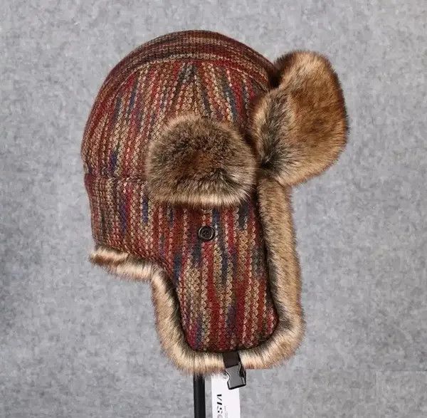 Vintage Bomber Hat Rex Rabbit Fur Trapper Hat